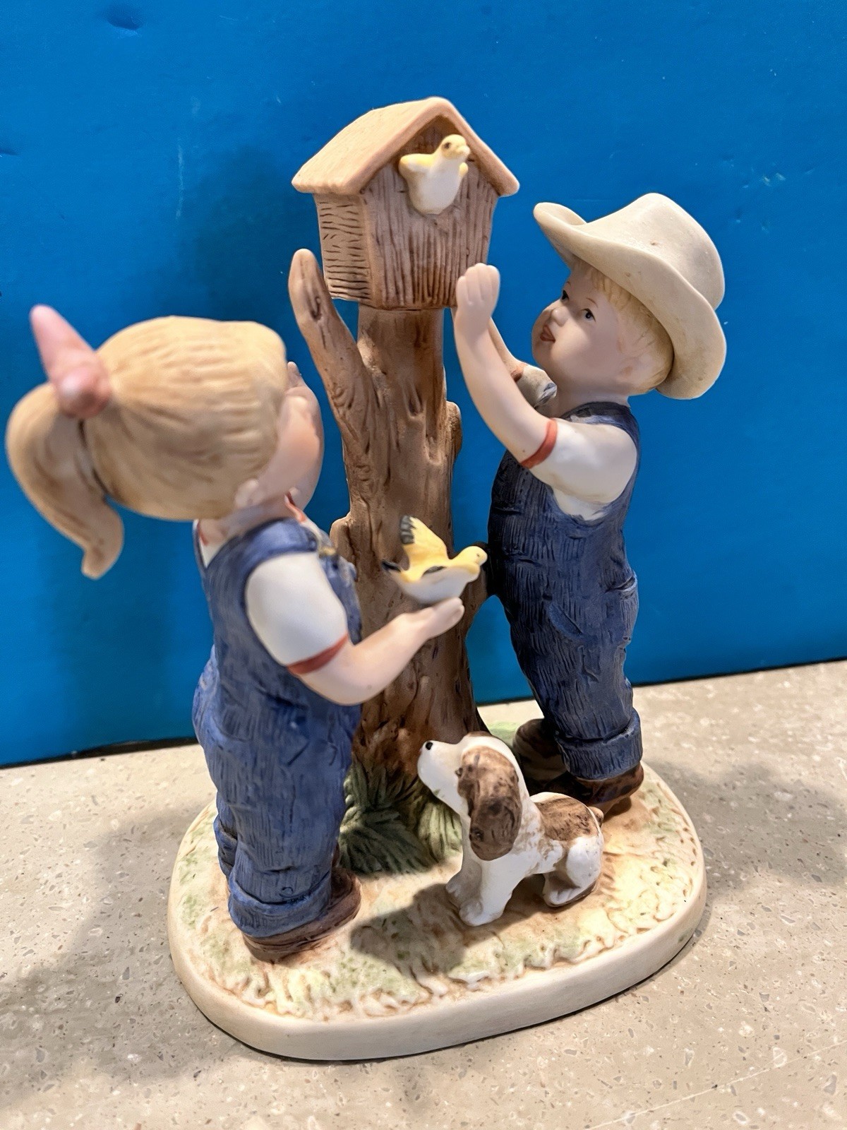 Vintage Home Interiors Homco Denim Days 8888 Our Birdhouse Figurine 1985