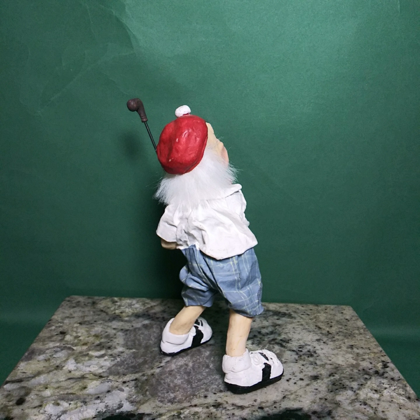 Old Man Golfer Golf Swing Gray Hair Figurine Statue Cast Art By Kristin 1993