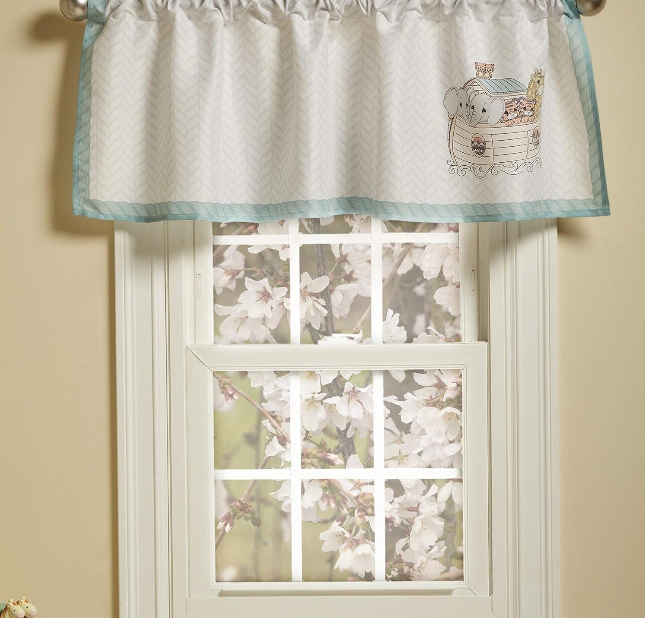 Precious Moments Noah’s Ark Window Valance for Toddler Baby Boy 60”x15” Unisex