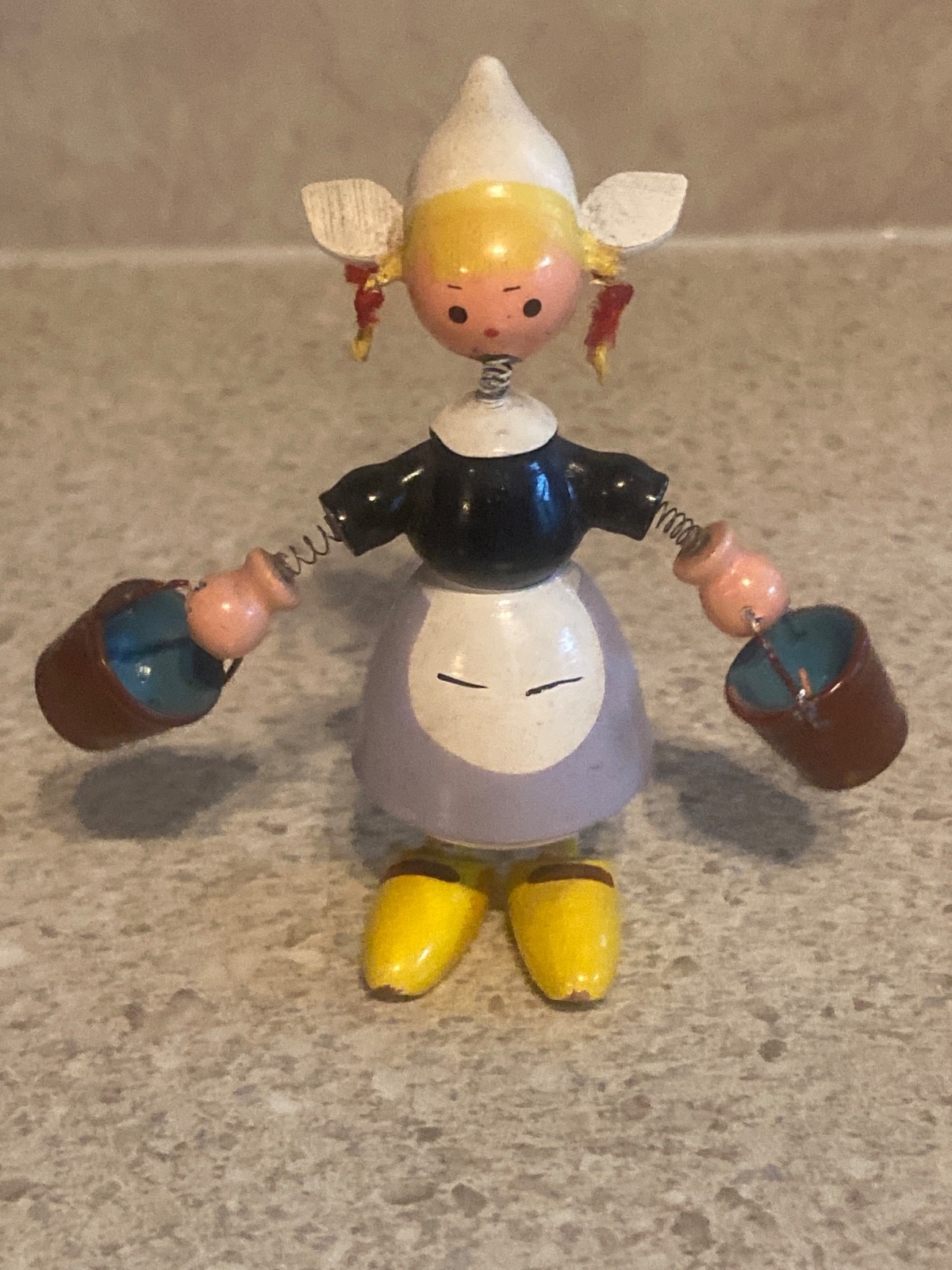 Vintage Goula Jack And Jill Dutch Child W/Bobble Head Jill with Pails of Water