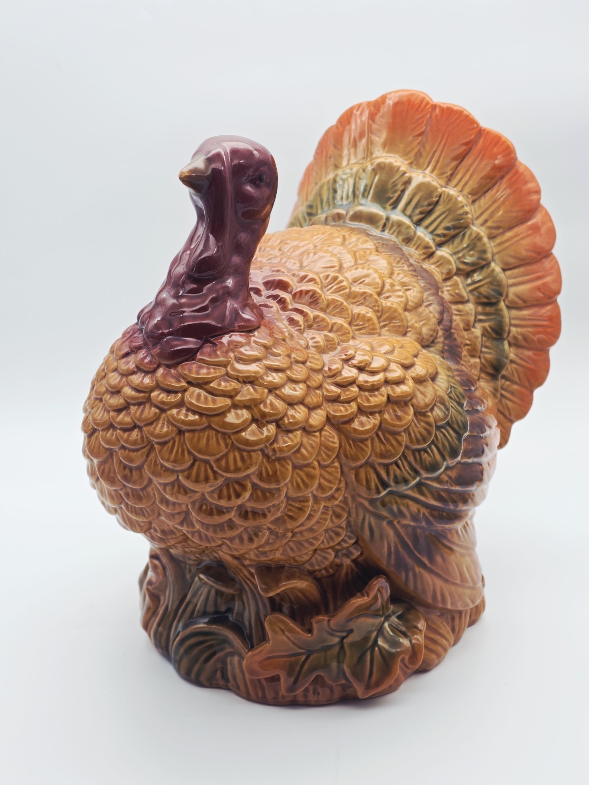 Large Glazed Ceramic Thanksgiving Turkey Centerpiece Colorful HOME ACCENTS.