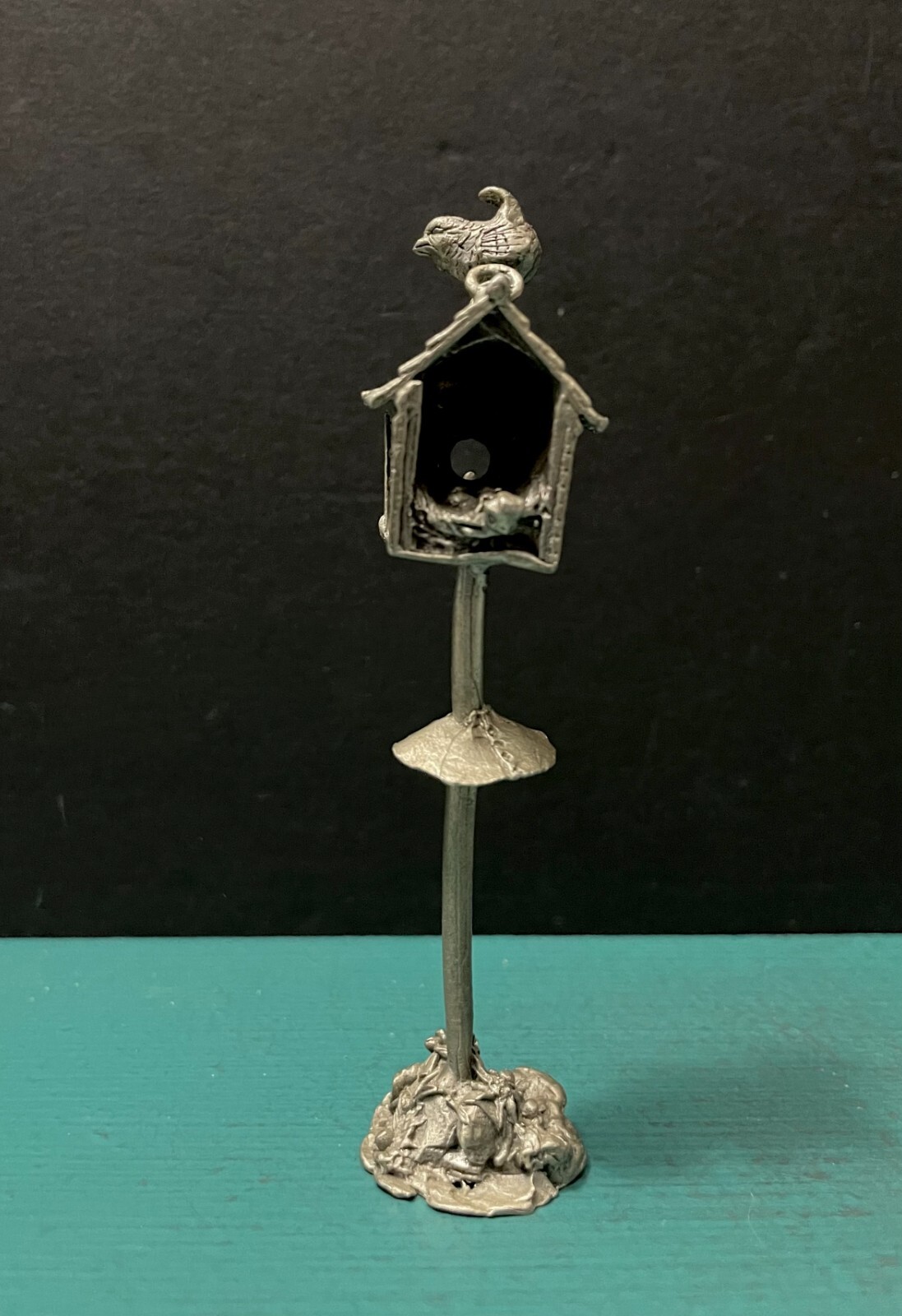 Boyd Perry Rawcliffe Pewter Birdhouse Baby Eggs Nest Wildlife Mini Art Figurine