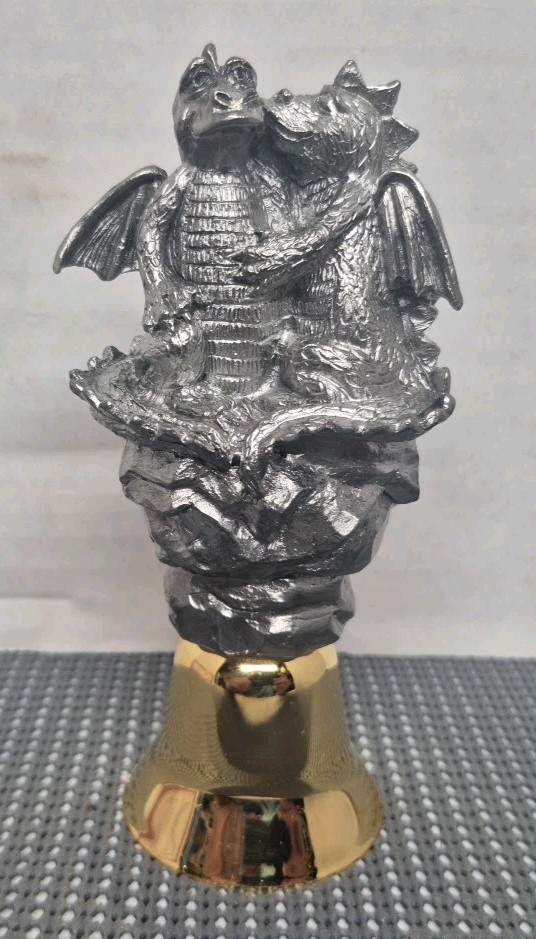 Vintage 1999 Michael Ricker Pewter Dragons Bell “Kathy & Joe” LTD ED #474 W/COA