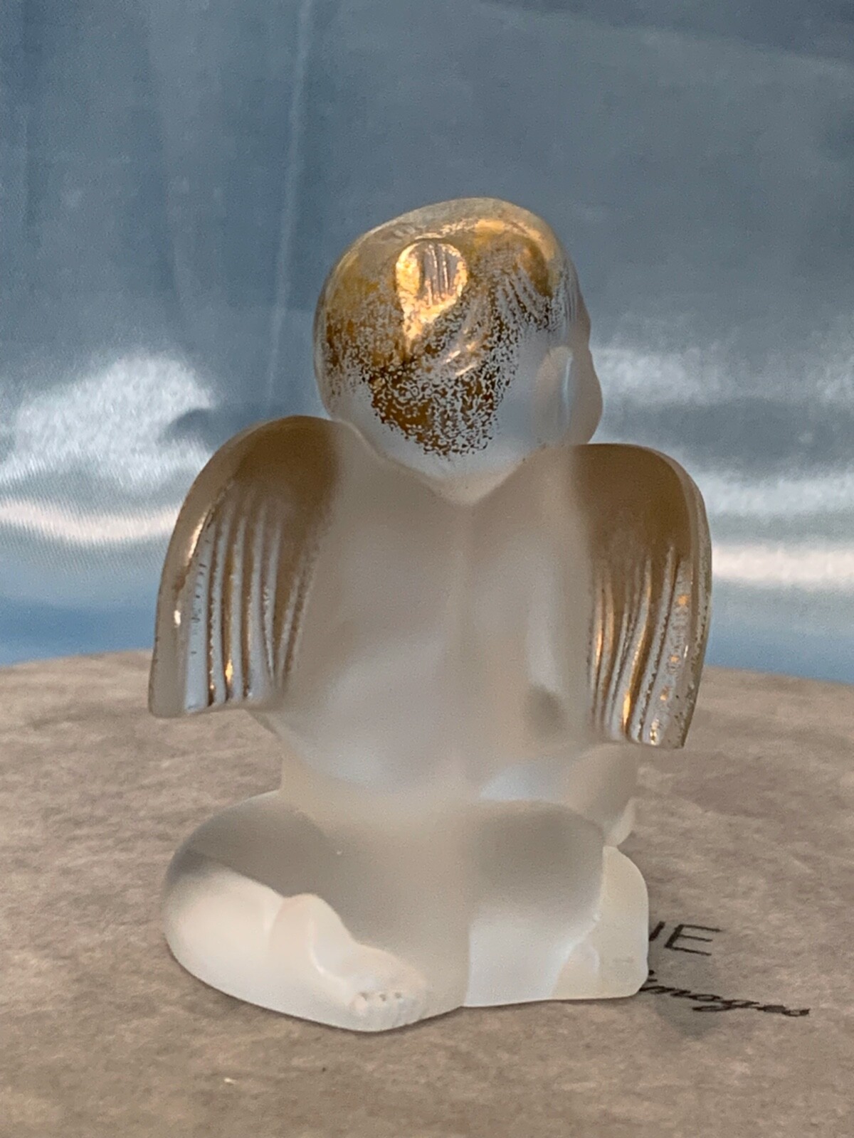 Rare Pair of Lalique Crystal Baby Angels Cherub Figurines Signed Glass France