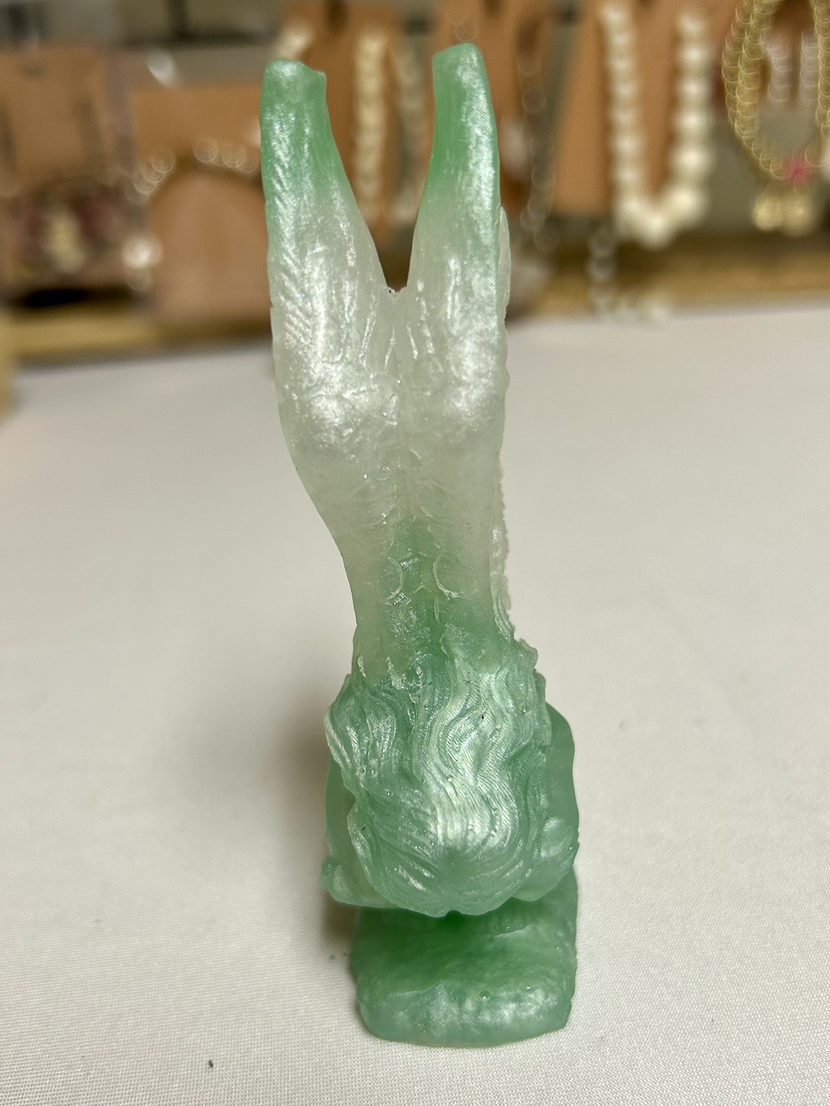 Resin Healing Angel Green And White Figurine Small