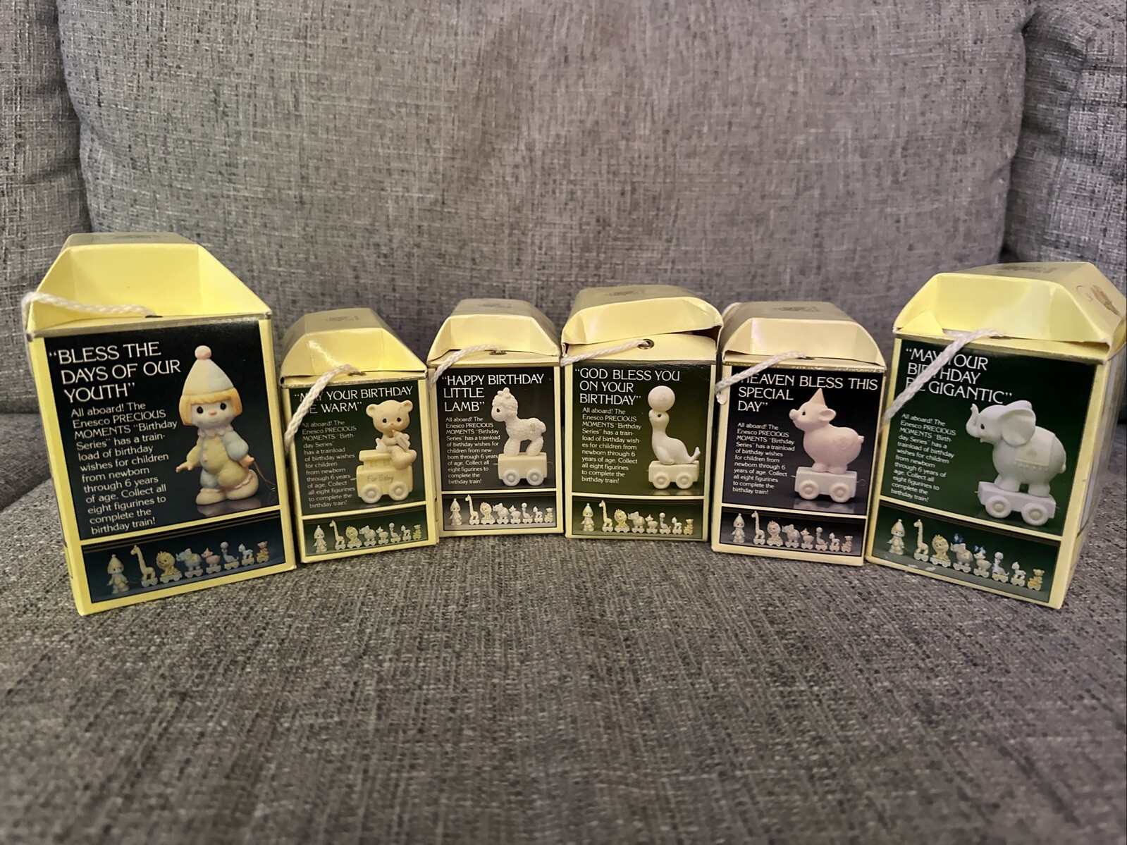 Precious Moments Train Set Complete 12 Piece Set Clown, Baby, 1-10 W/boxes