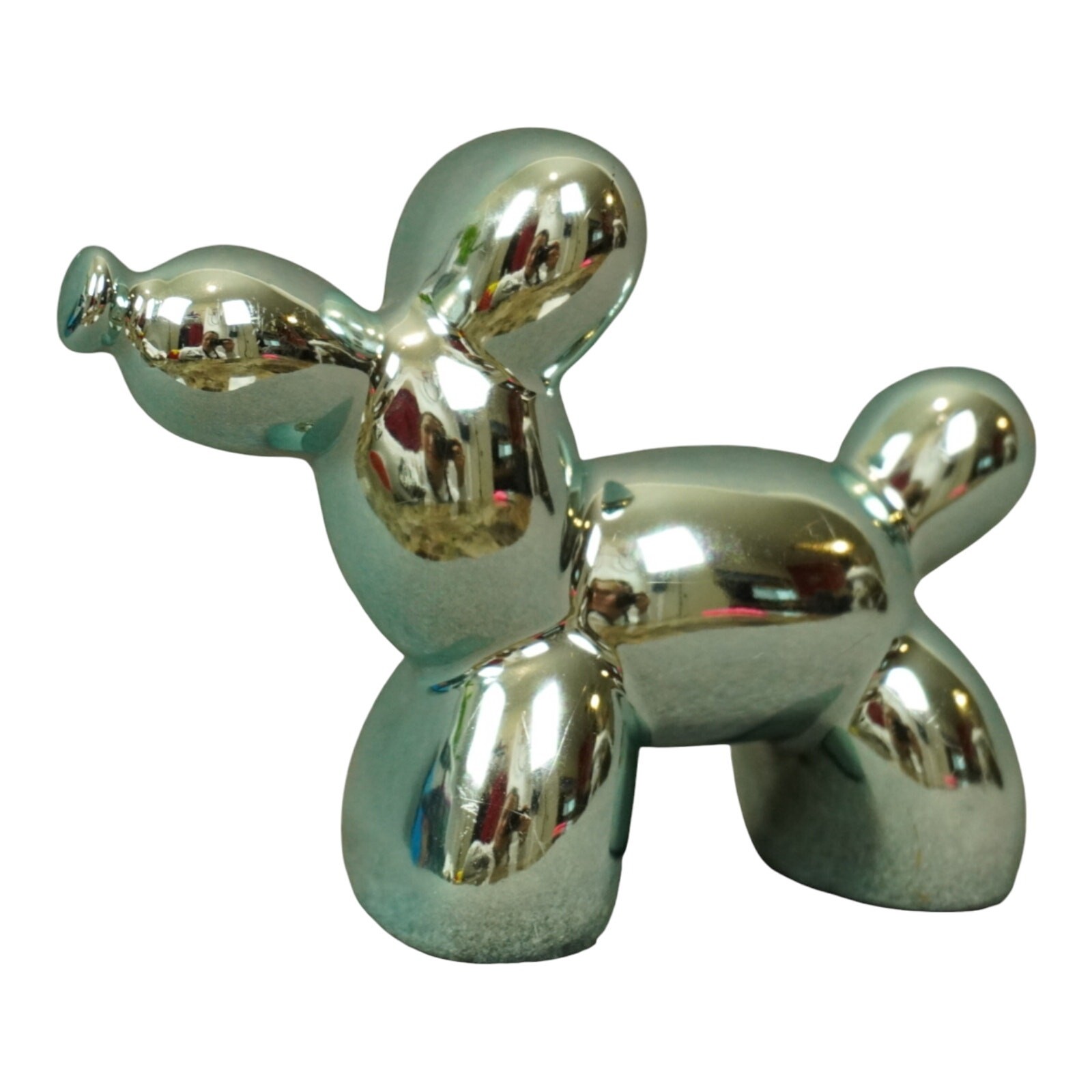 Silver Metallic Poodle Balloon Dog Figurine 4.5″ Modern Art Sculpture Decor
