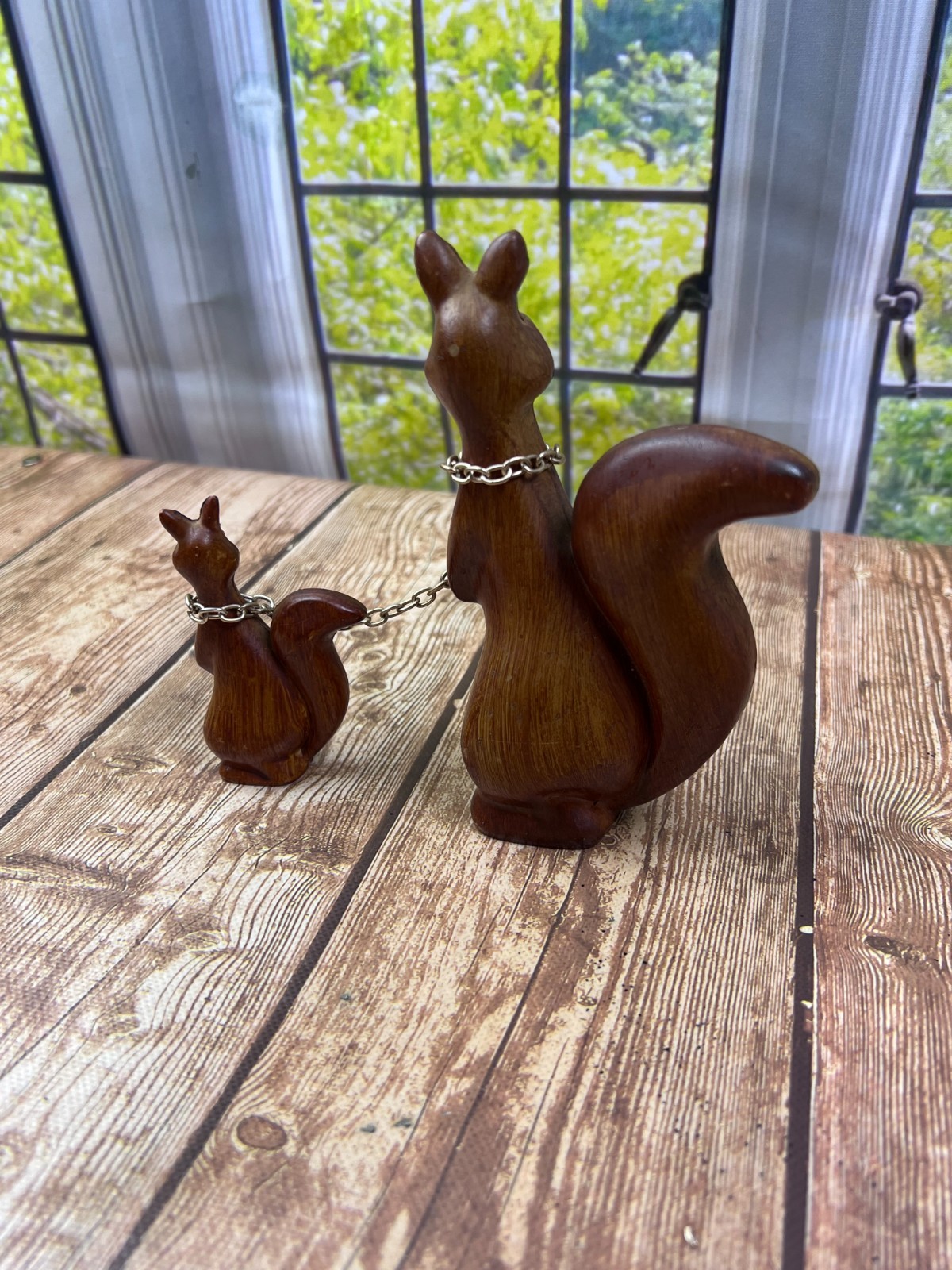 Ross Products Mother Baby Squirrel With Chains Leashes Chained