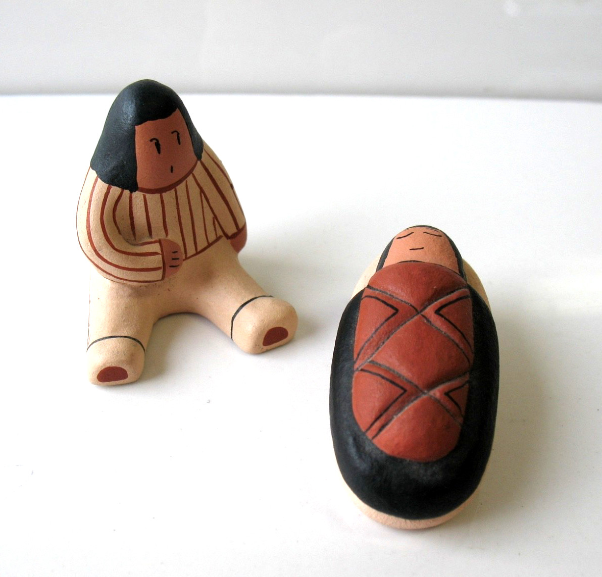 VTG Mini Miniature NANDI FROG Mark Figurines Child and Baby Southwest Folk Art