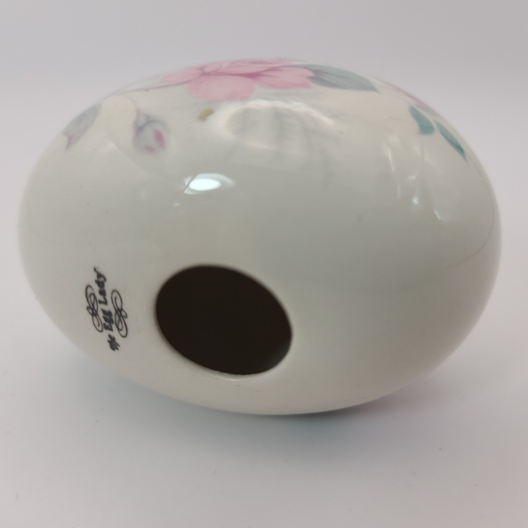 The Egg Lady Decorative Painted Porcelain Ceramic Egg Floral Design Vtg 2.5″