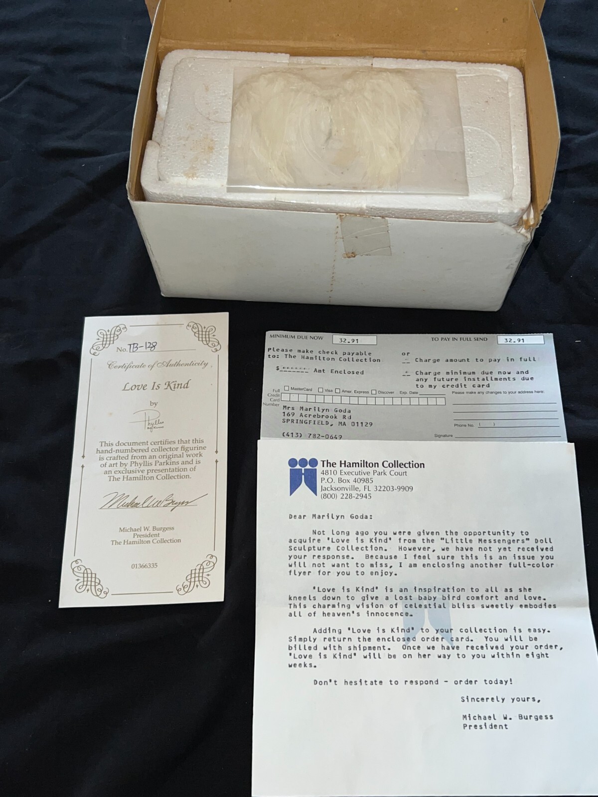 Vtg Hamilton Collection Angel – Love Is Kind – Phyllis Parkins TB-128 COA IOB