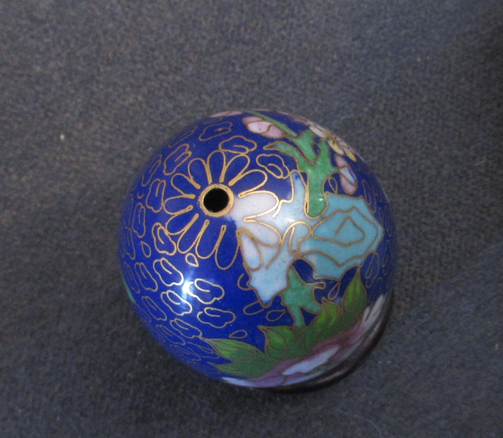 Vintage Chinese Cloisonne Enameled Egg Figurine Floral 3” w/ Stand & Box #3 sjcx