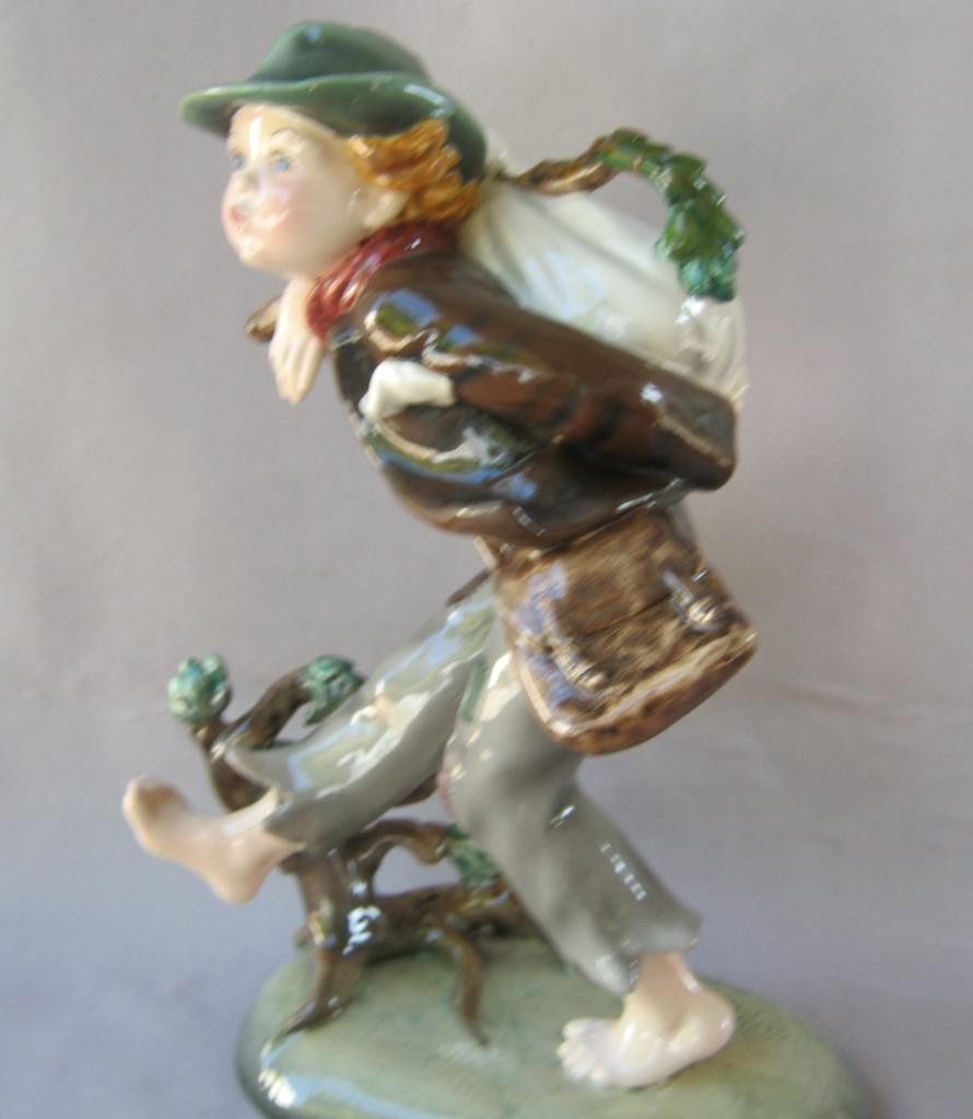 Vintage Keramos Dakon Porcelain Walking Vagabond Boy Figurine Vienna Austria