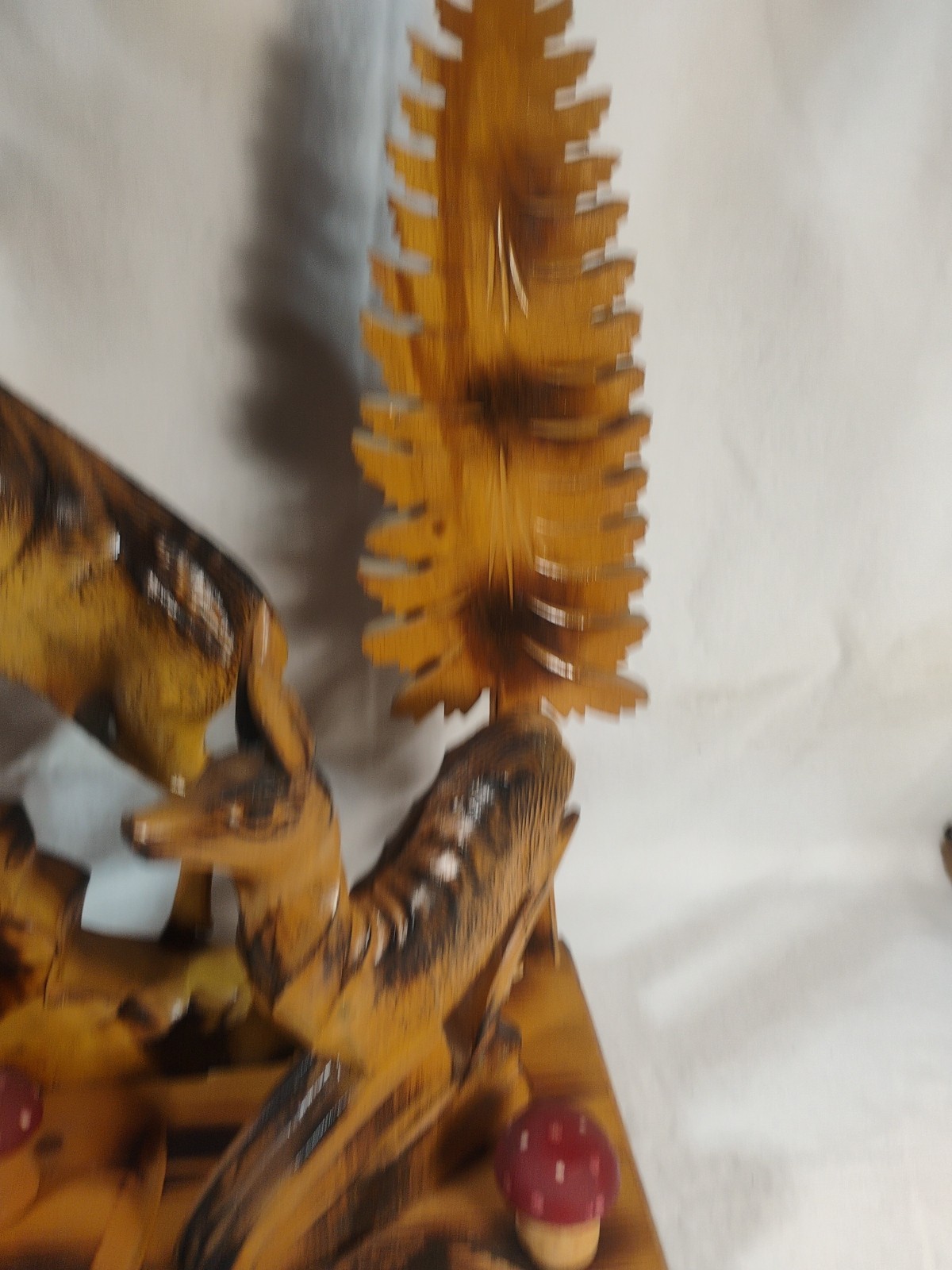 Vintage Hand Carved Wood Deer Buck Forest Scene Folk Art Marked Home Decor