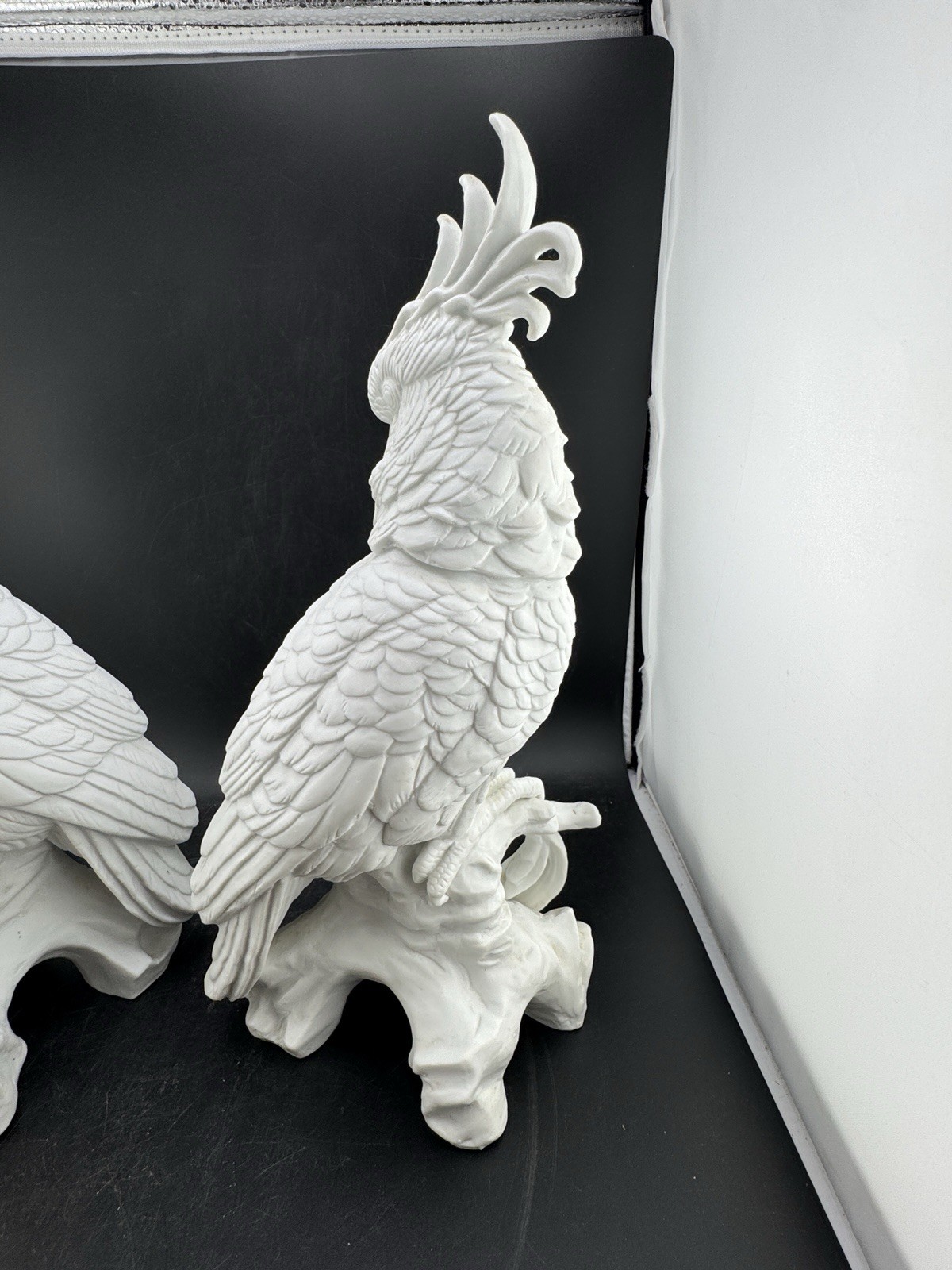 Pair of Vtg Bisque Porcelain Cockatoo’s Bird Figurines 7348 Read*