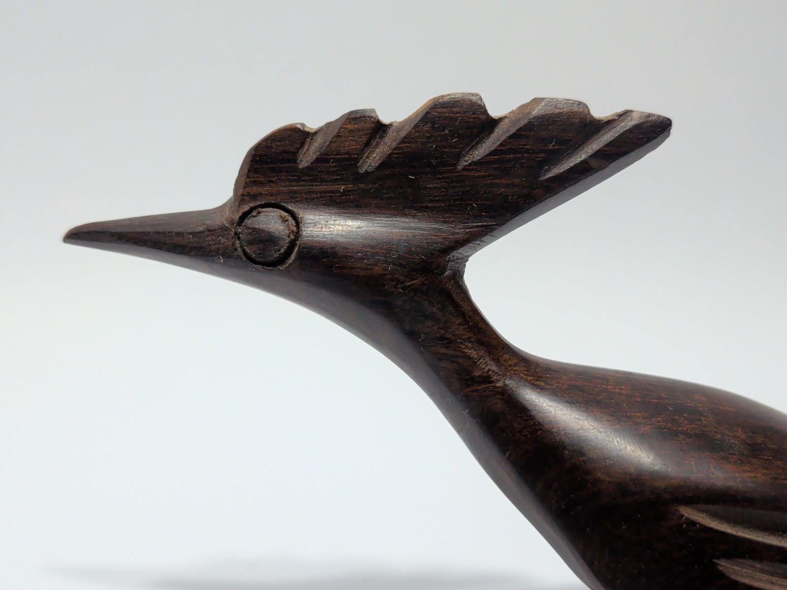 ✨VINTAGE✨ WOOD ROAD RUNNER Hand Carved 8”x3”x1¾” Hard Wood Folk Art Carving