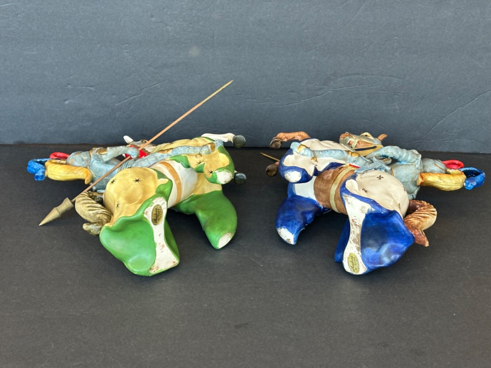 VINTAGE Ceramic Medieval Jousting Knights Figurines Set Andrea by Sadek