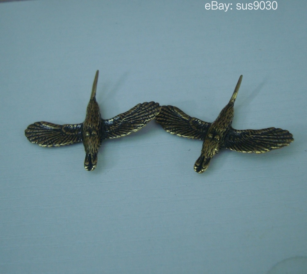 Pair of Solid Brass Hummingbird Couples Figurines Statues for Wedding Gifts