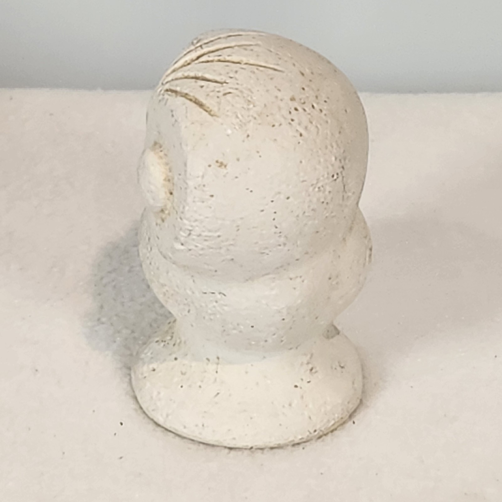 Vintage Hand Carved Solid Chalkware Stone Owl Figurine Statue White ORNATHOLOGY