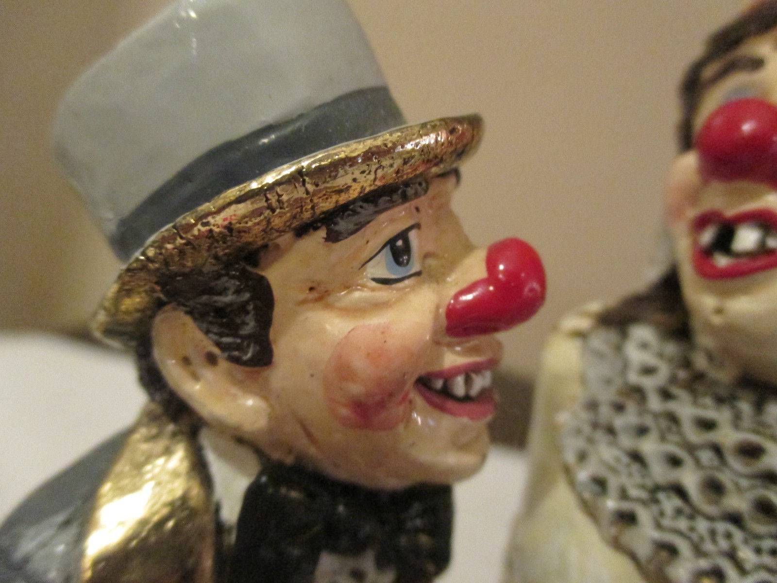 1989 Ron Lee Clown Figurine YES DEAR Bride & Groom HEAVY Needs GLUE see descrip