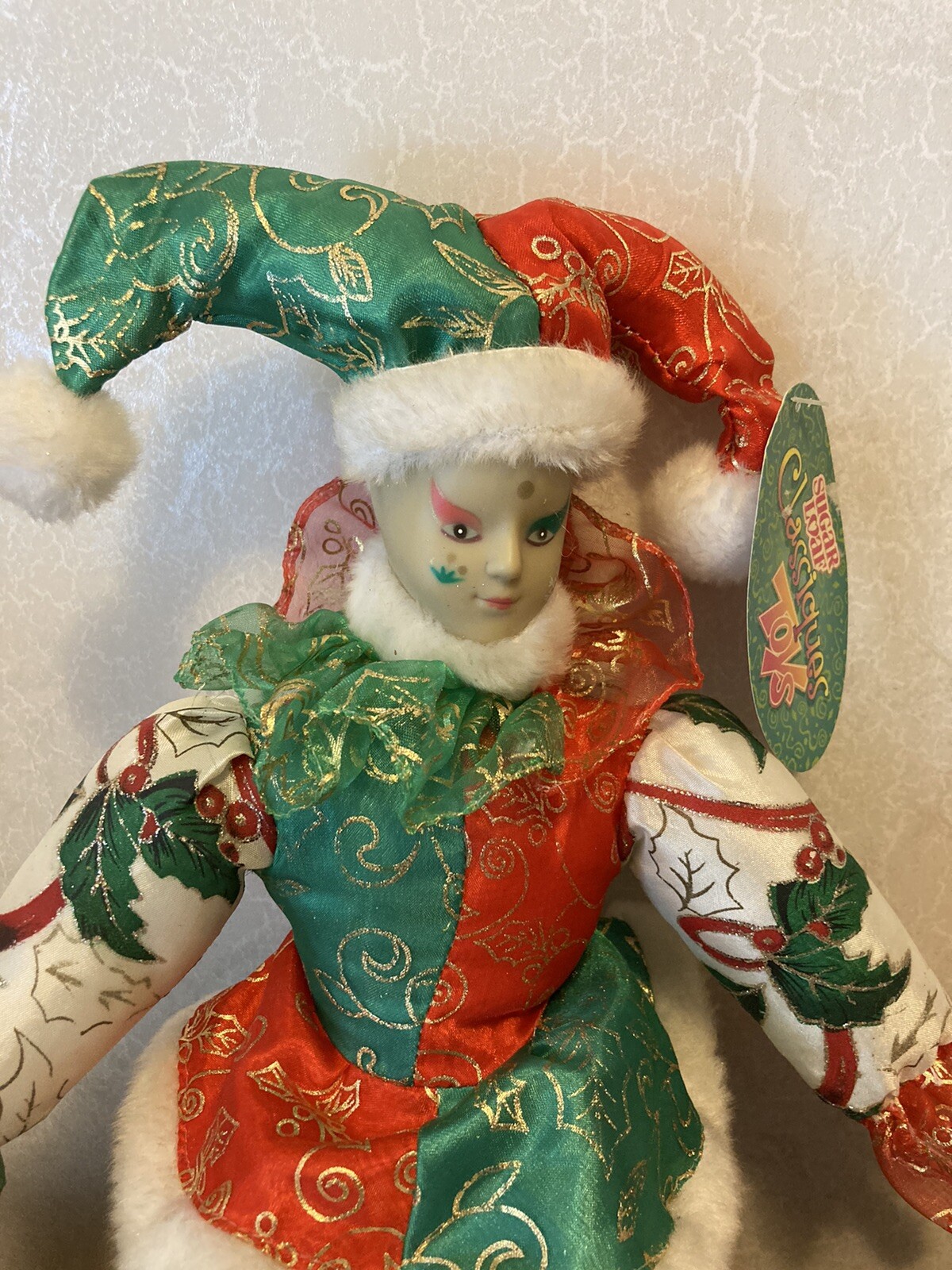 Sugar Loaf Classiques 2007 17″ Plush Christmas Poinsettia Harlequin Jester Clown