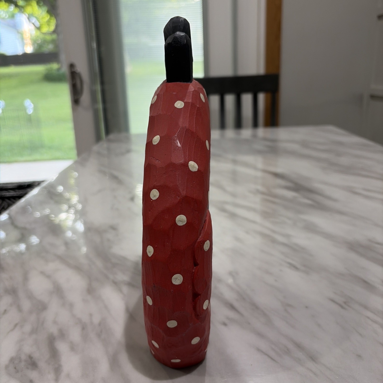 Hand Carved Wooden Chicken Red Polka Dot Folk Art Decor Made In Philippines