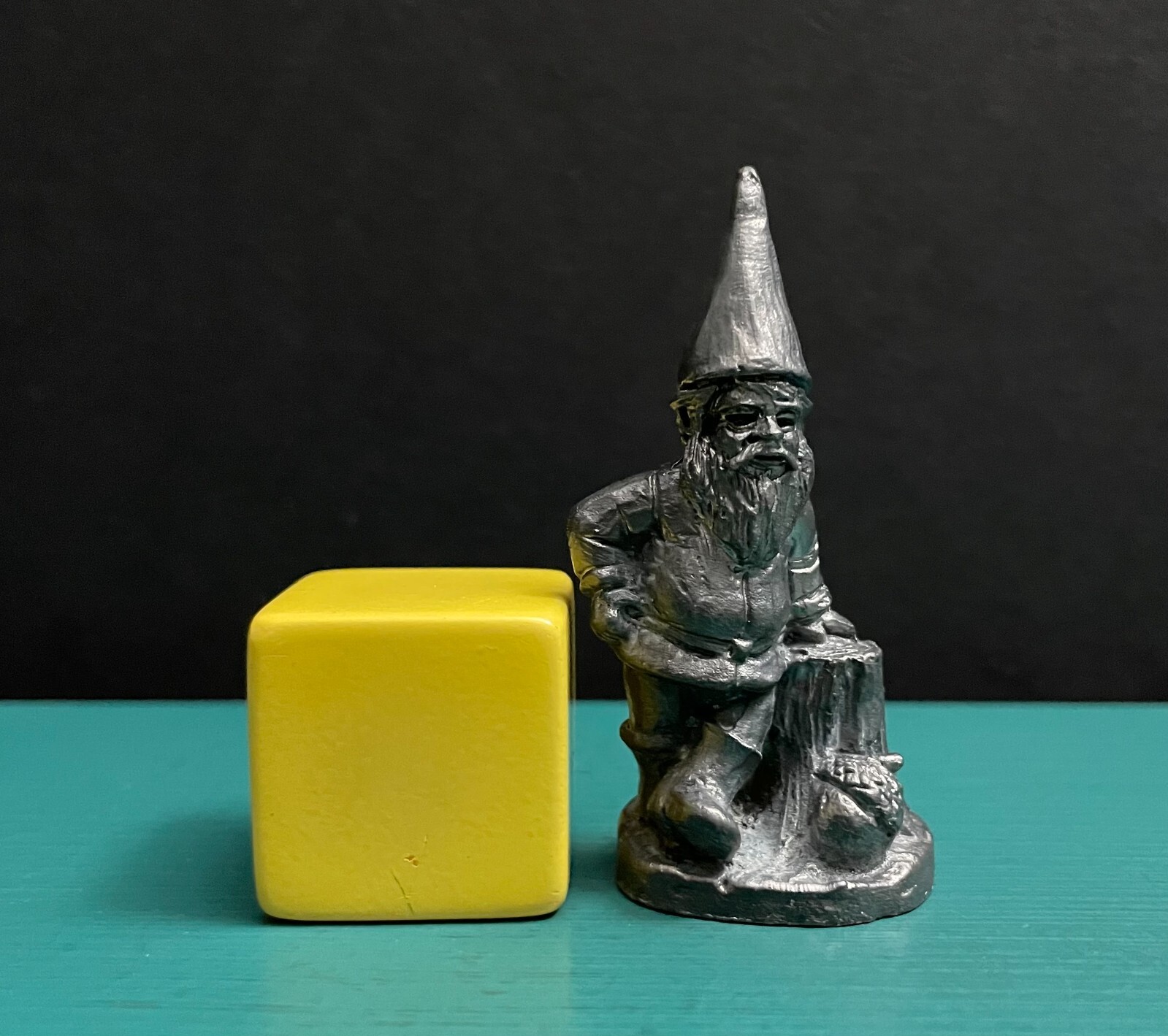 Michael Ricker Pewter Gnome Leprechaun Forest Stump Mythical Mini Art Figurine