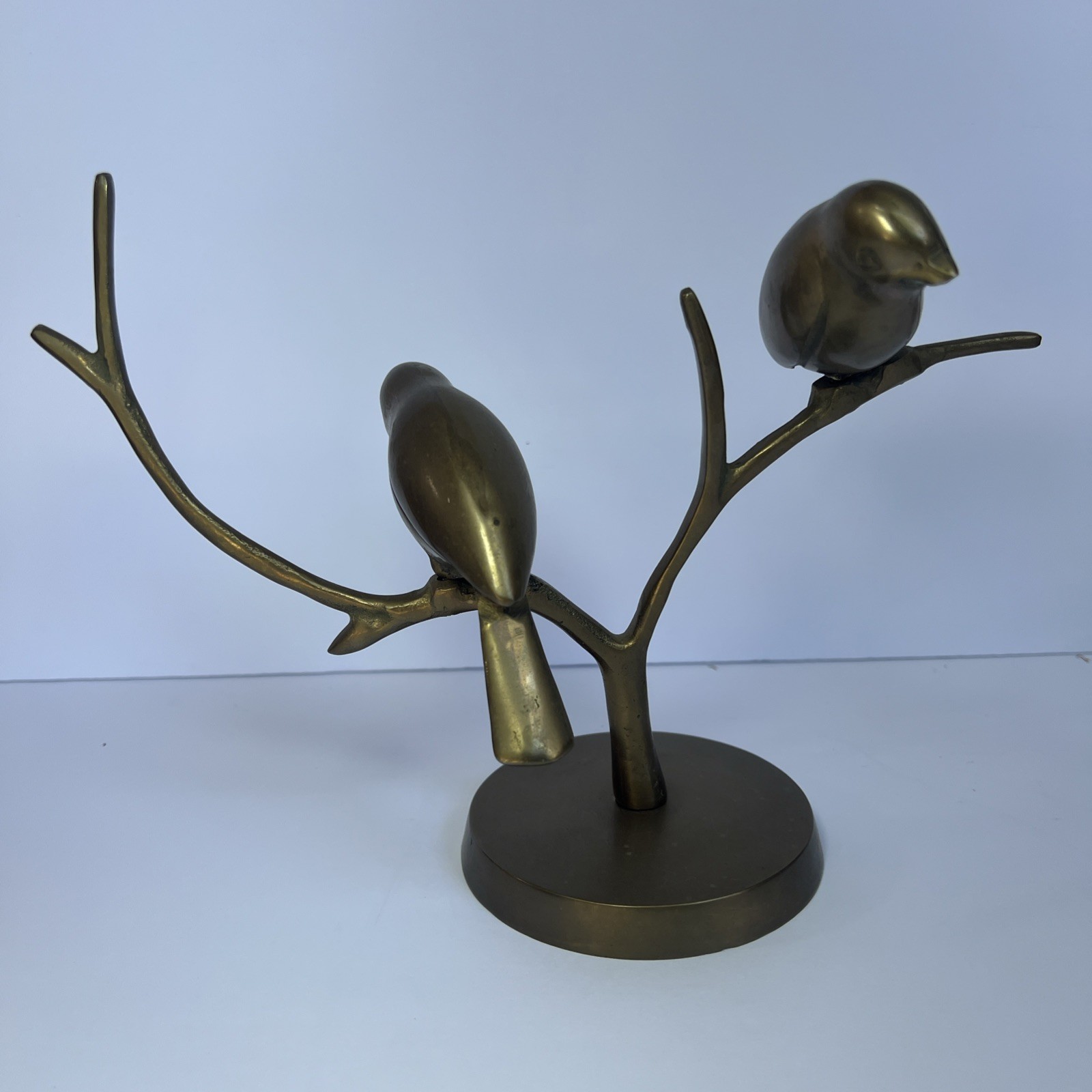 VTG MCM Brass Birds On Branch Sculpture Jewelry Holder Tree Decor 10×7.25