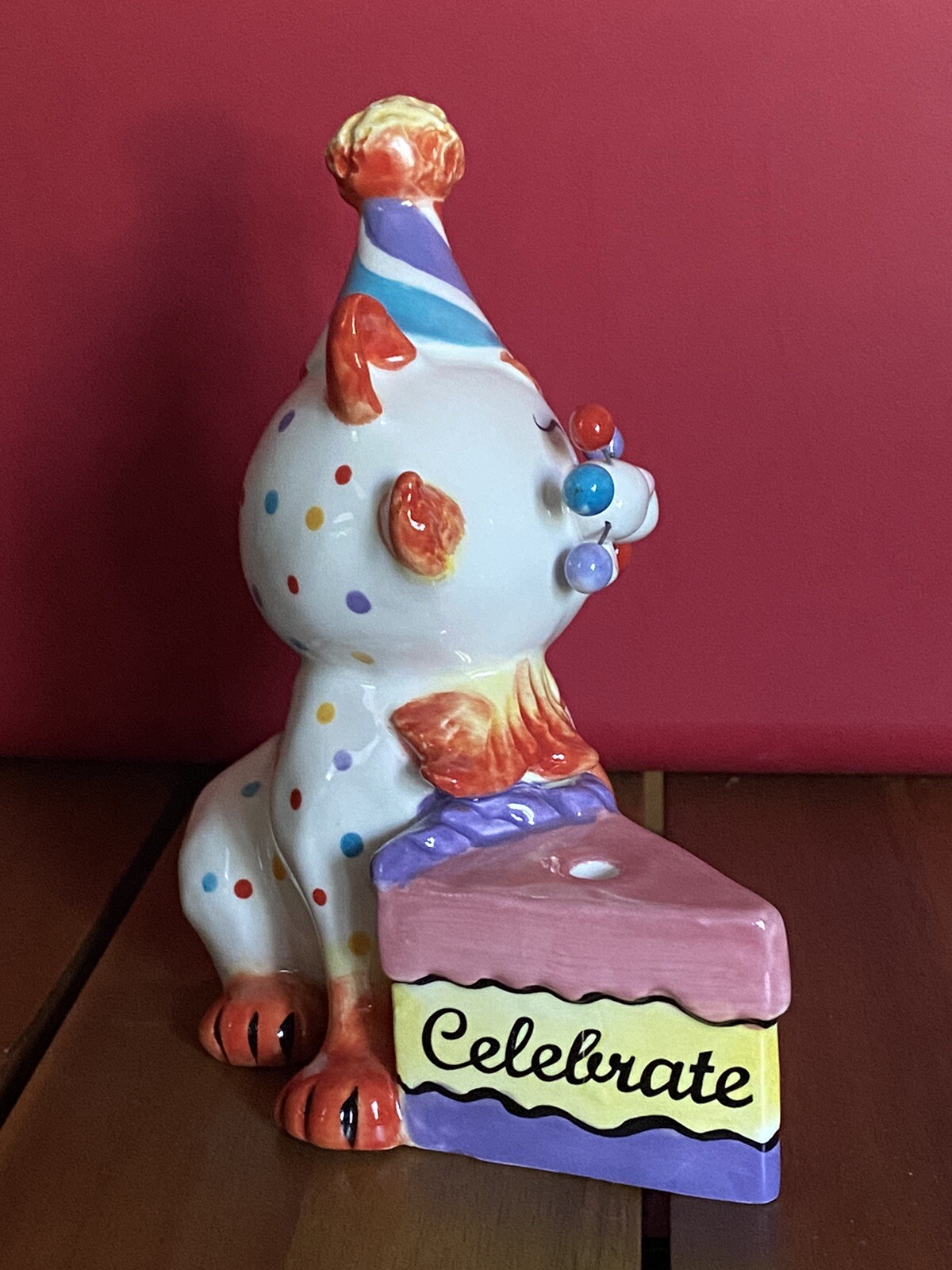 Whimsiclay Amy Lacombe Celebrate Birthday Kitty Cat Whiskers Figurine, Signed