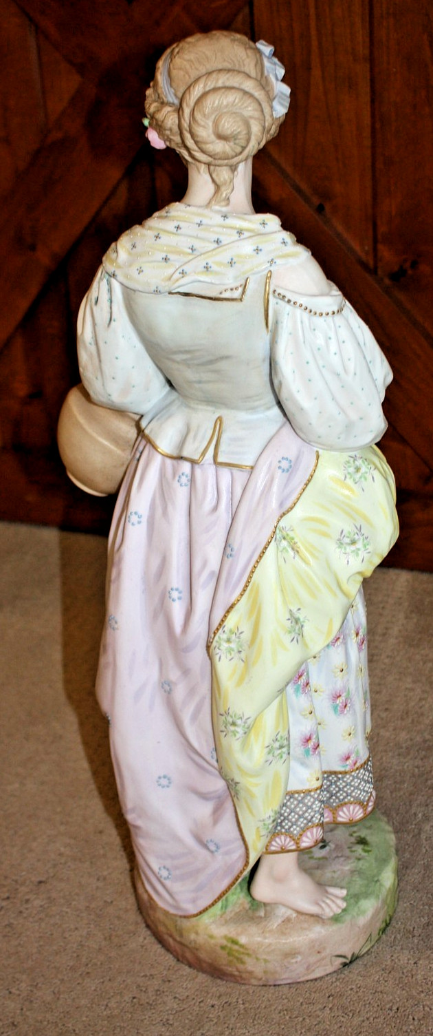 Vion & Baury Antique French Bisque Porcelain Large Statue Set Woman & Man EUC