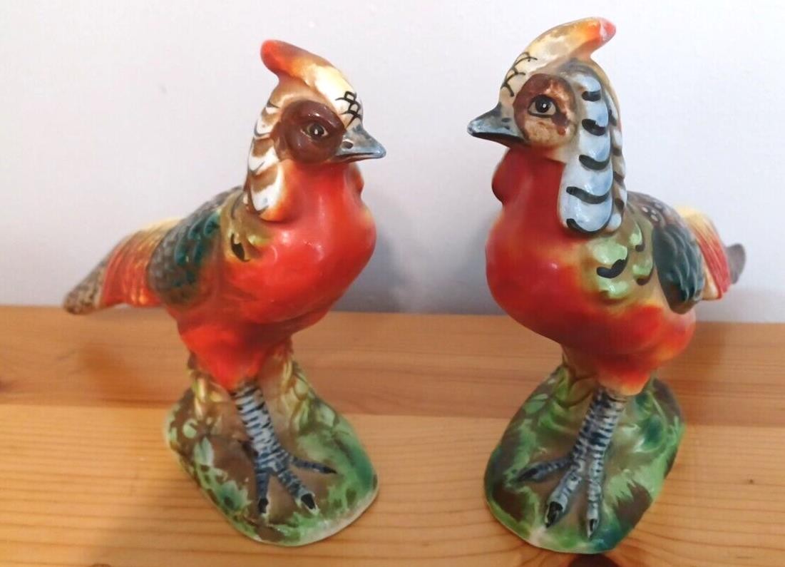 Arco Pheasants VTG Colorful 6 3/4″ VTG Ceramic Decor Hand Painted Japan