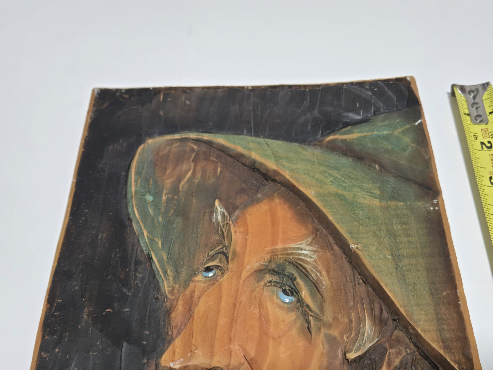 Vtg Don Quixote Portrait Carved Wooden Sculpture Plaque OOAK 17×8 Signed Rare!