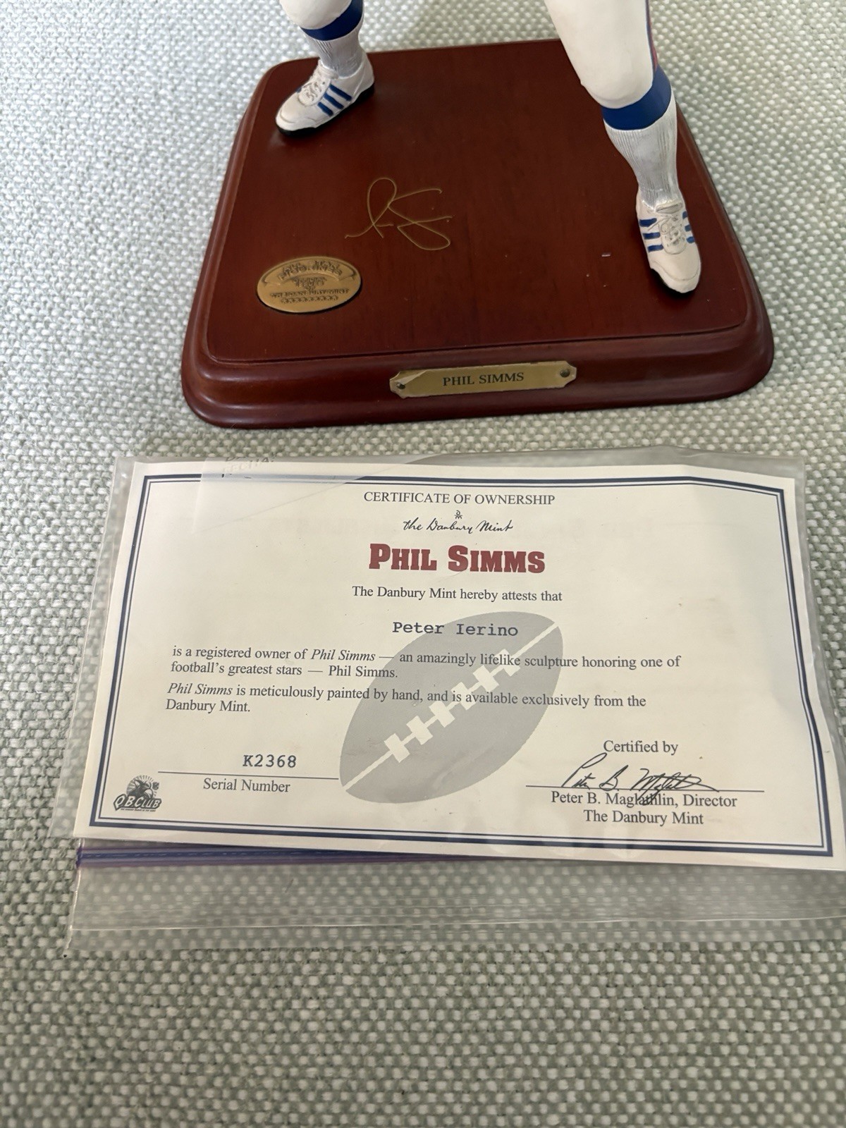 Phil Simms Danbury Mint New York Giants Statue Figure COA NFL Football All Star