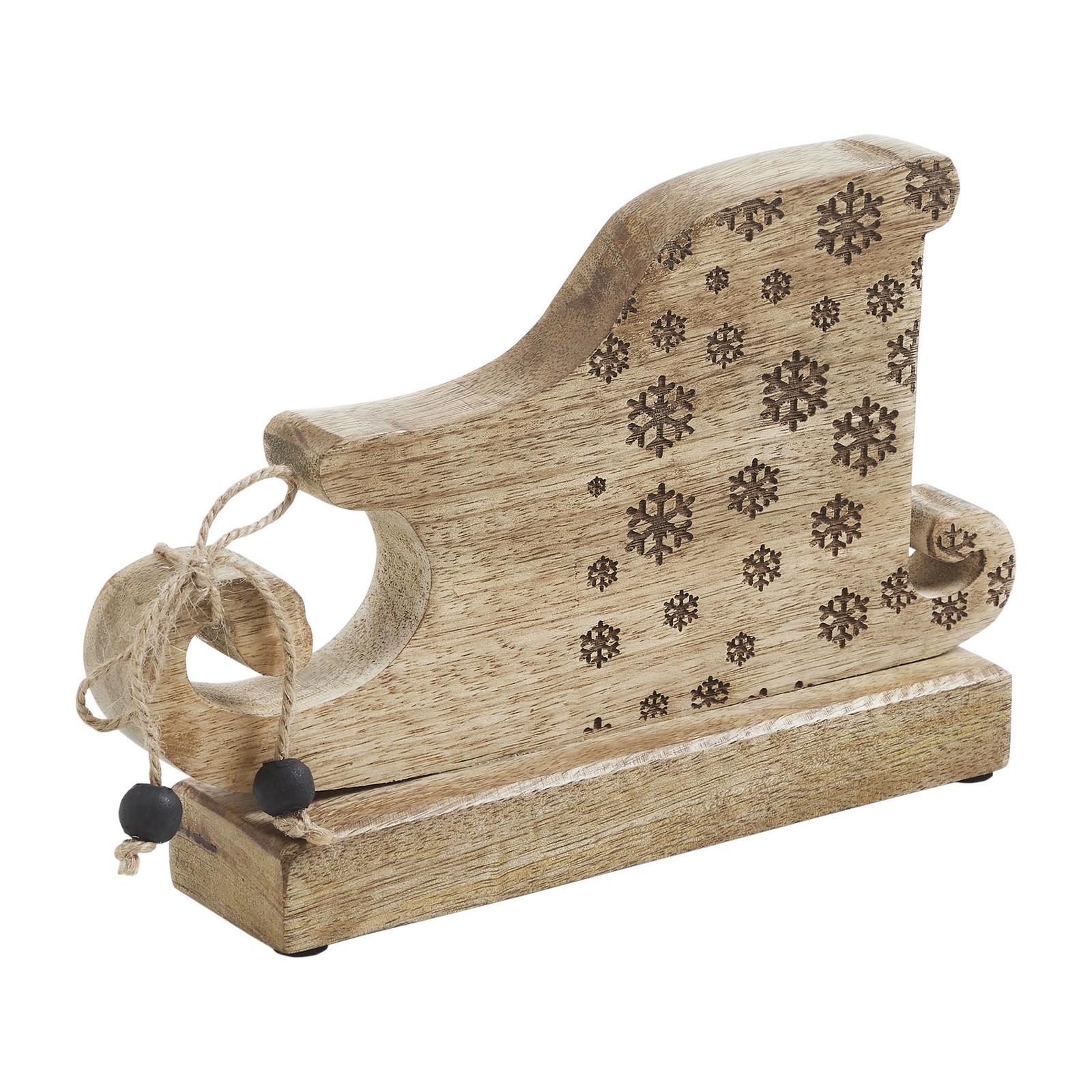 Natural Wooden Snowflake Sleigh 6×9.5×2 VHC Brands