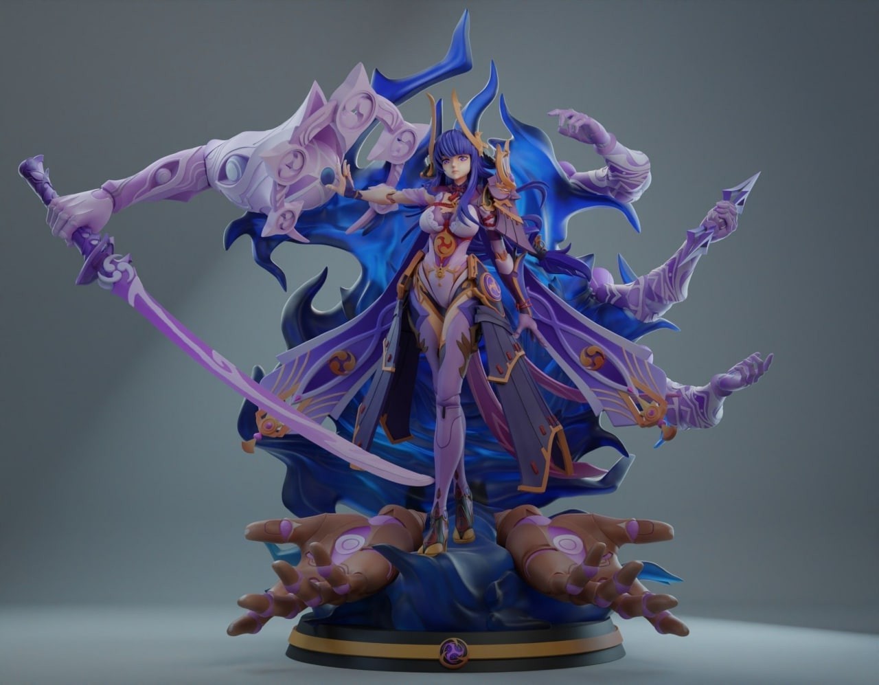 Raiden Shogun – Genshin Impact 1/8 Scale Diorama 3D Print Model Kit Unpainted
