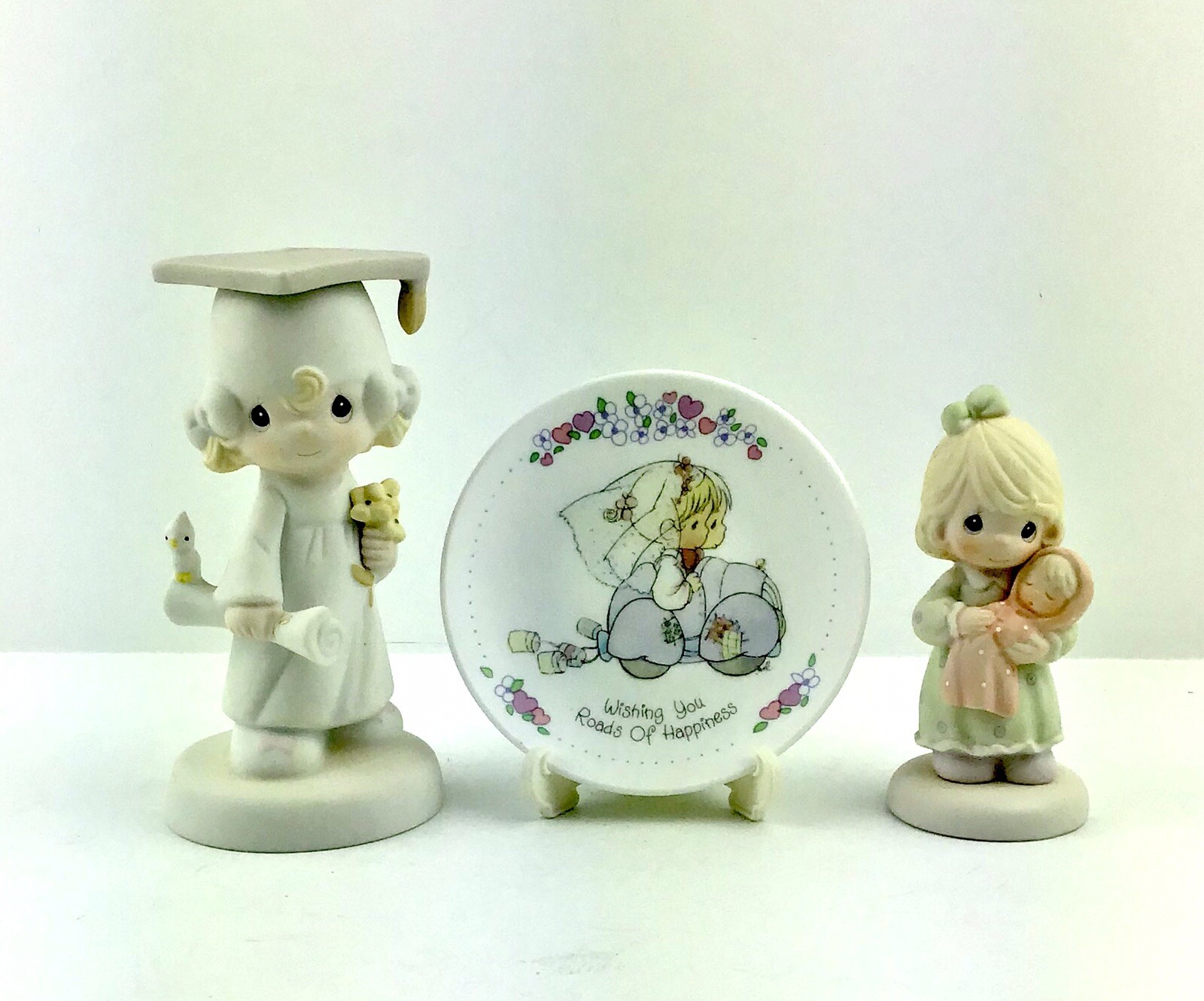 Precious Moments Lot Of 3 Graduation Wedding and Baby, 1980 1989 1996 See Below
