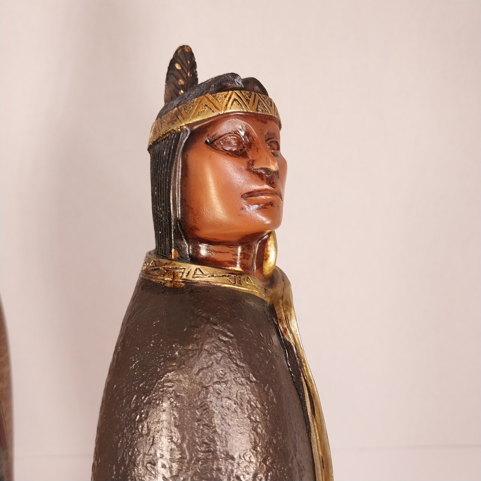 Pair Large 18″ Tall Native American Couple Figures Man & Woman Statues Navajo(?)