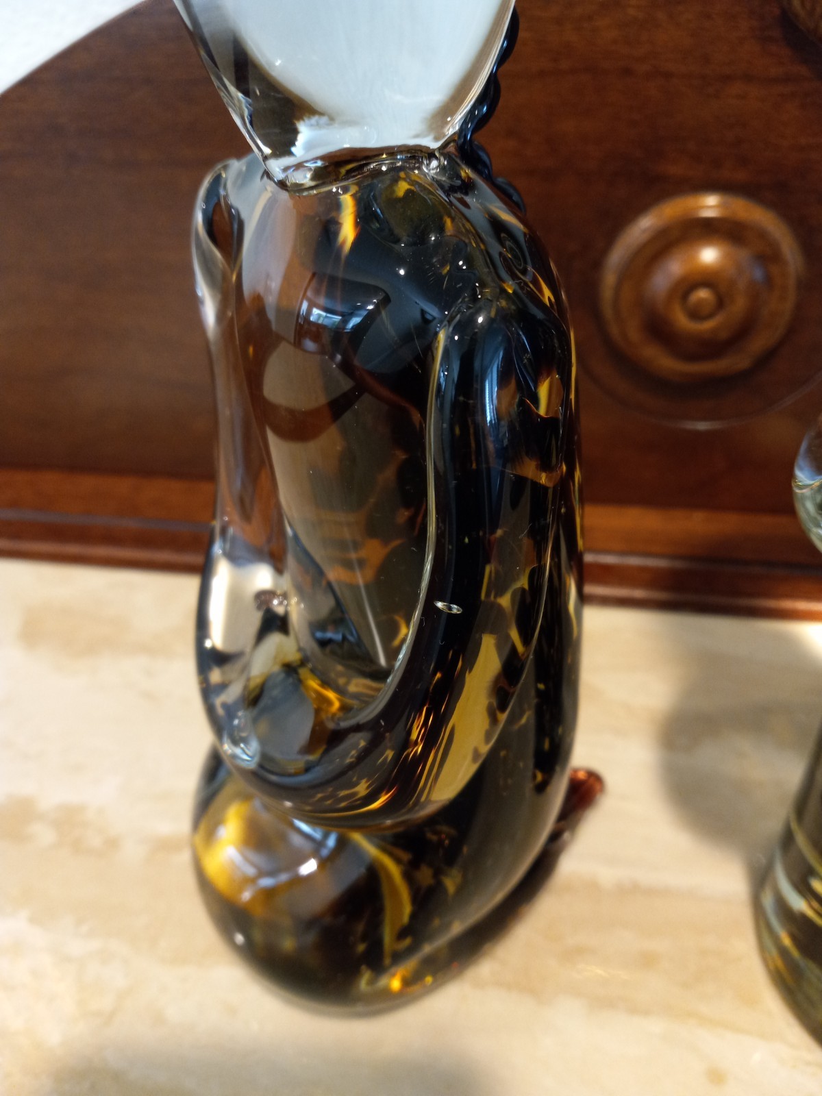 Vintage MCM Pair of MURANO Sommerso Asian Amber 10″-12″ Figurines ~ Excellent