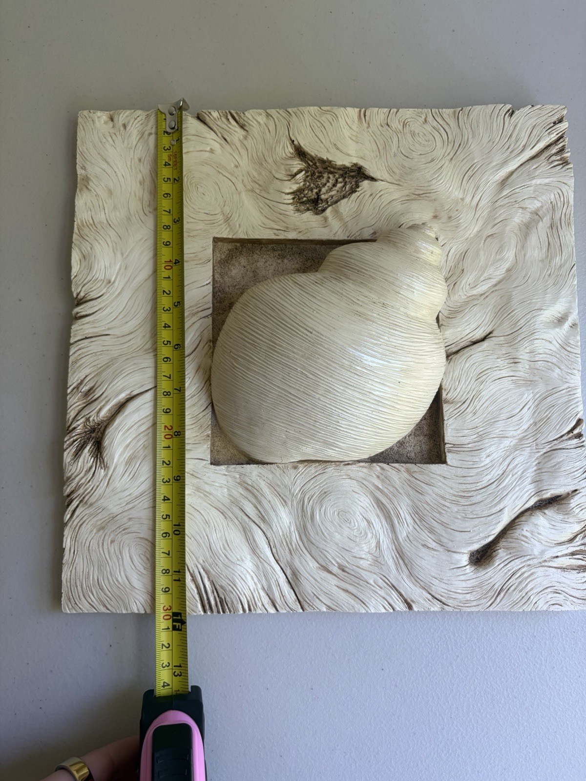 Jim Shore 2002 Spiral Seashell Hanging Wall Decor Plaque 12” Square 3D Rustic