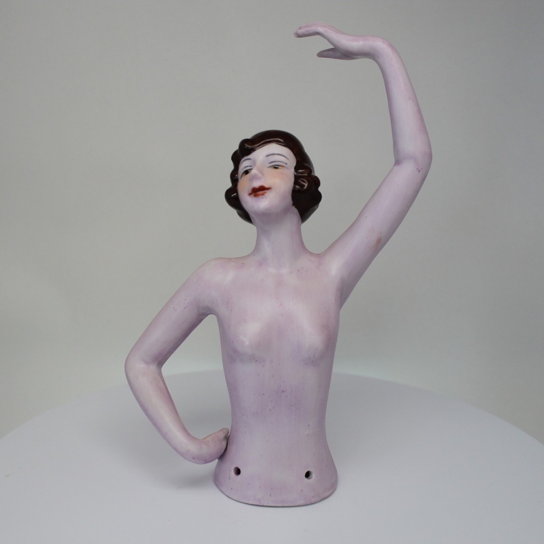 French Style Half doll Figurine Pin-up Half Doll Pincushion Arms Away Art Deco S