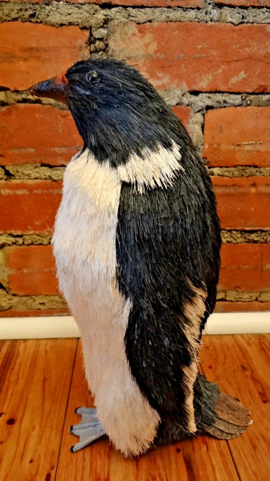 Standing Black Ivory Sisal Penguin Winter Decor 11” Rustic Textured Figure