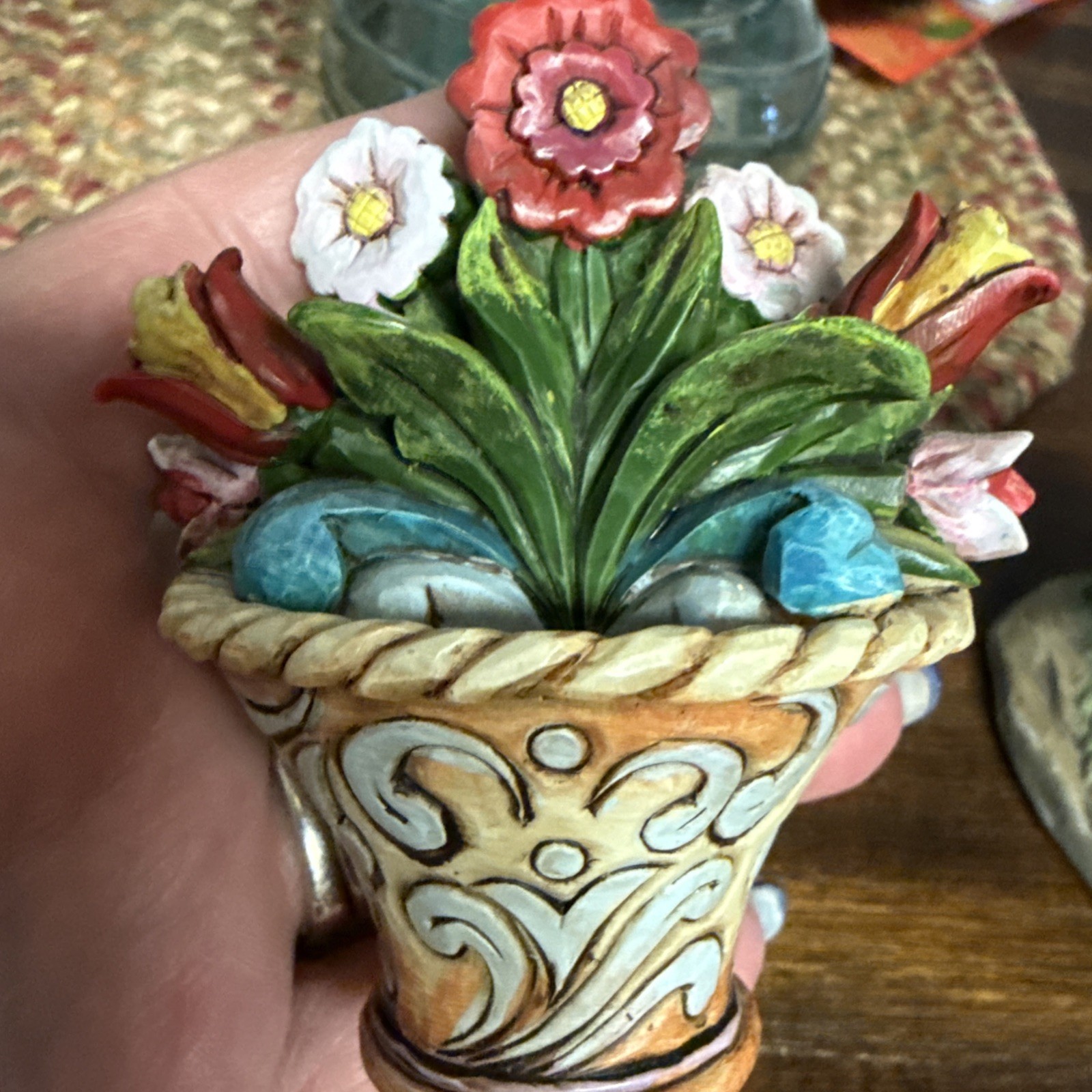 Signed Jim Shore 3 In Bouquet Of Flowers