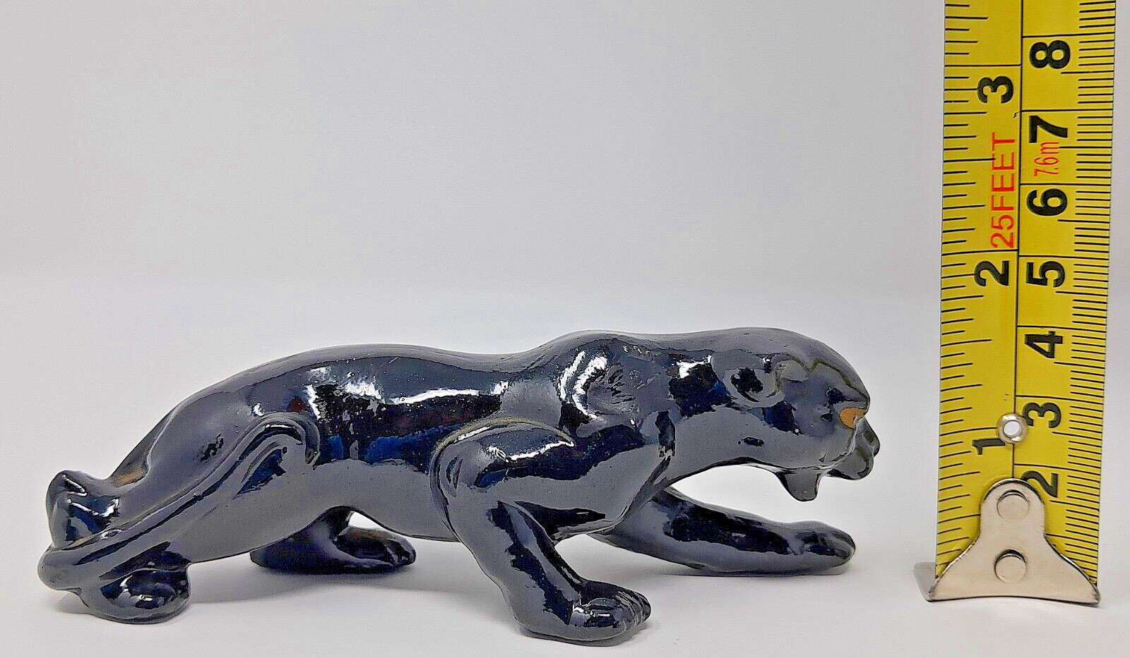 Black Panther Ceramic Figurine MCM vintage Japan 1.5″ T 4.75″ L left arm forward