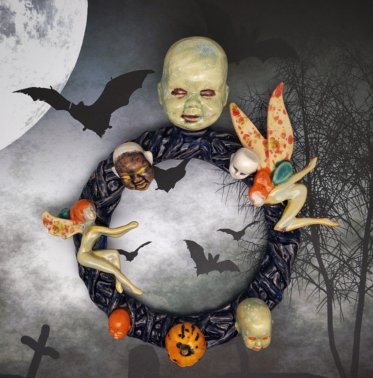The Wreath of Fading Wishes – Halloween Christmas Gothic Wall Hanging Decor