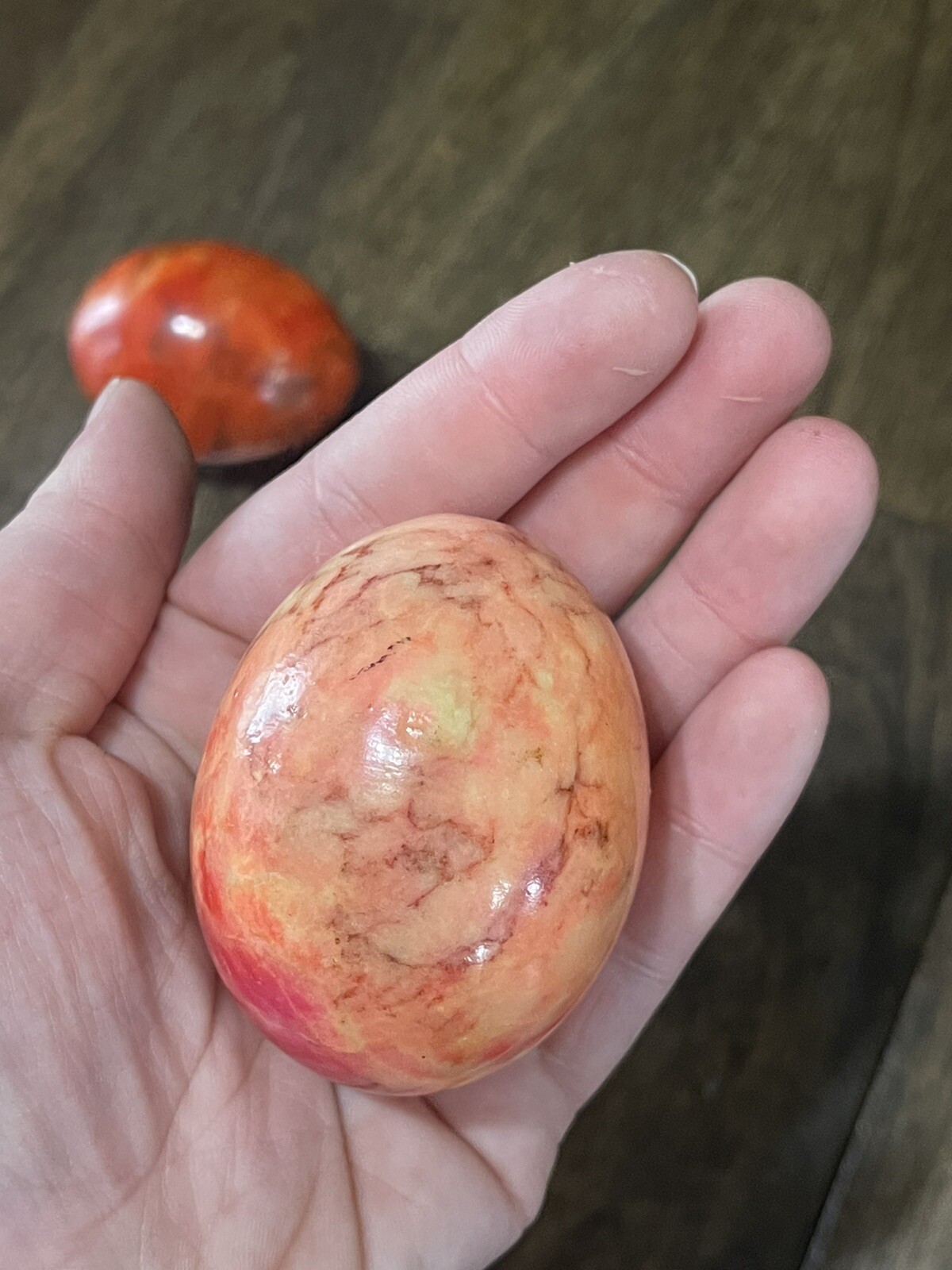 Lot Of 3 Decorative Eggs Heavy Stone, Pewter Display Collect Red Pink Faux Eggs