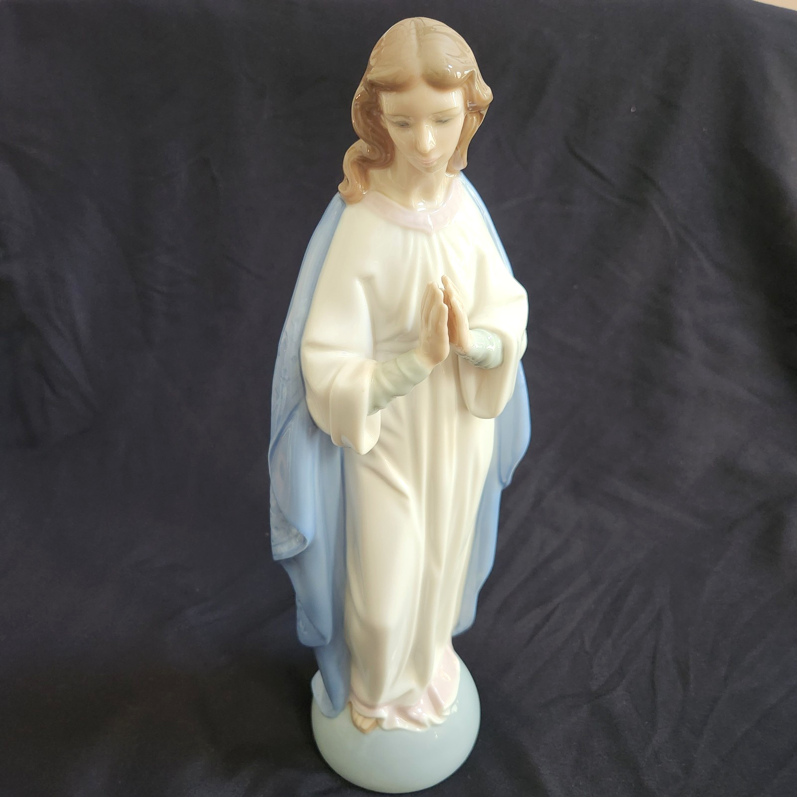 Lladro NAO Virgin Mary Holy Mother Statue Blue Robe Large Figurine 14″ Tall RARE