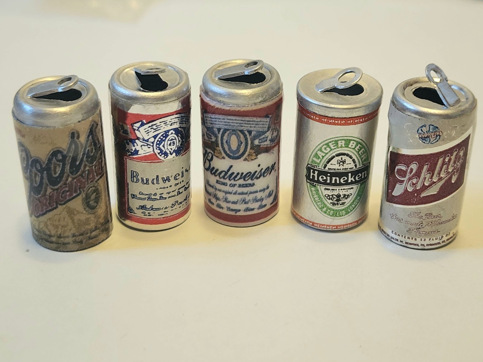 Vintage Gumball Vending Prize Beer Can Charms Coors Bud Heineken Schlitz Lot/5