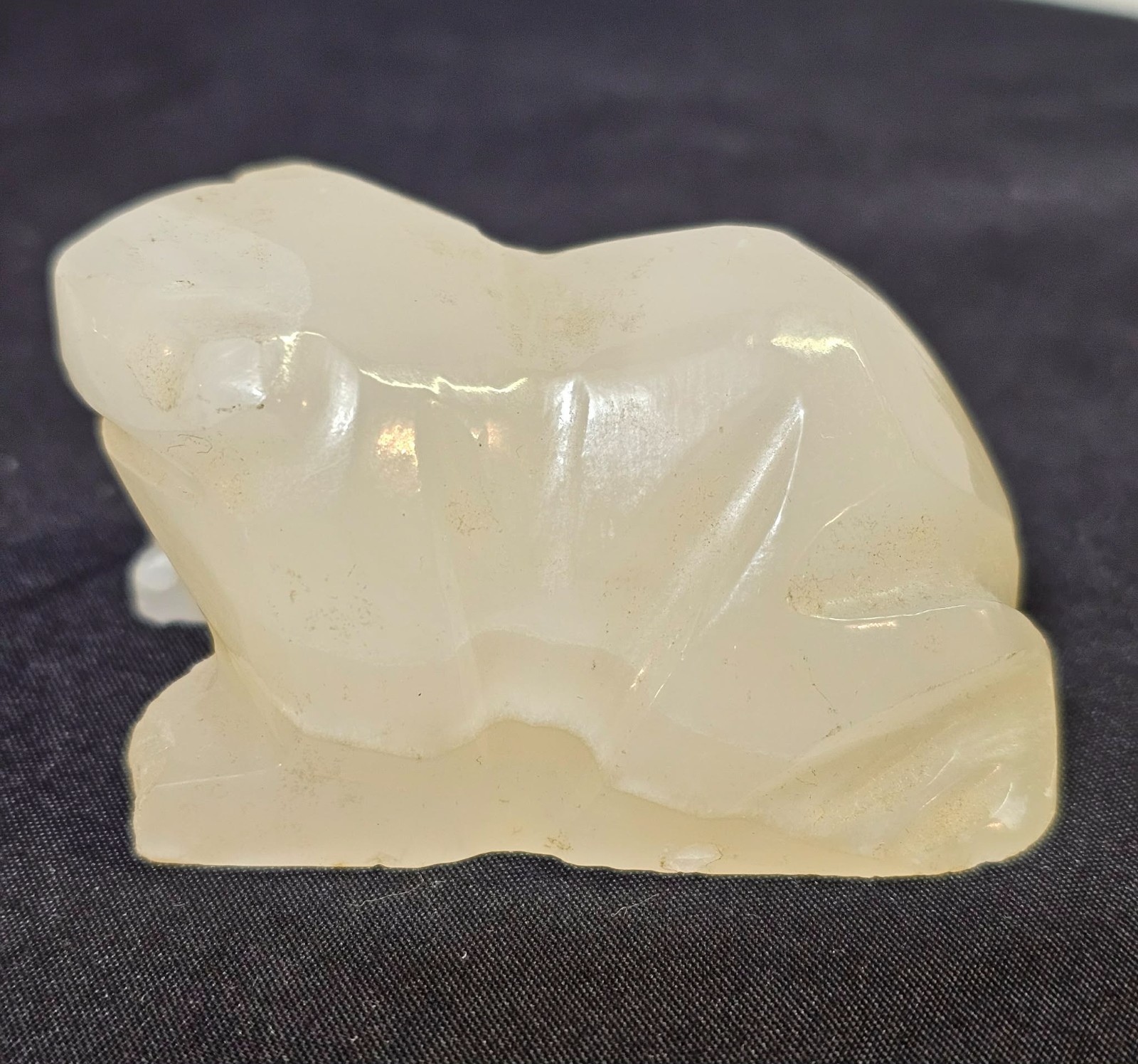 Vtg Onyx/Mable Stone Frog Figurine Statue/Paperweight- L3- READ