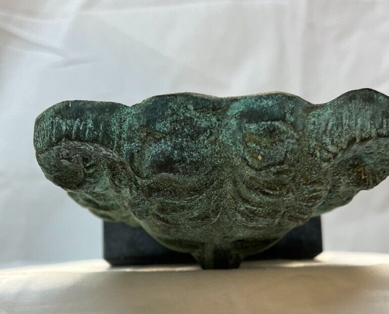 Medusa 4″ Bronze Head Mask Sculpture Black Marble Base