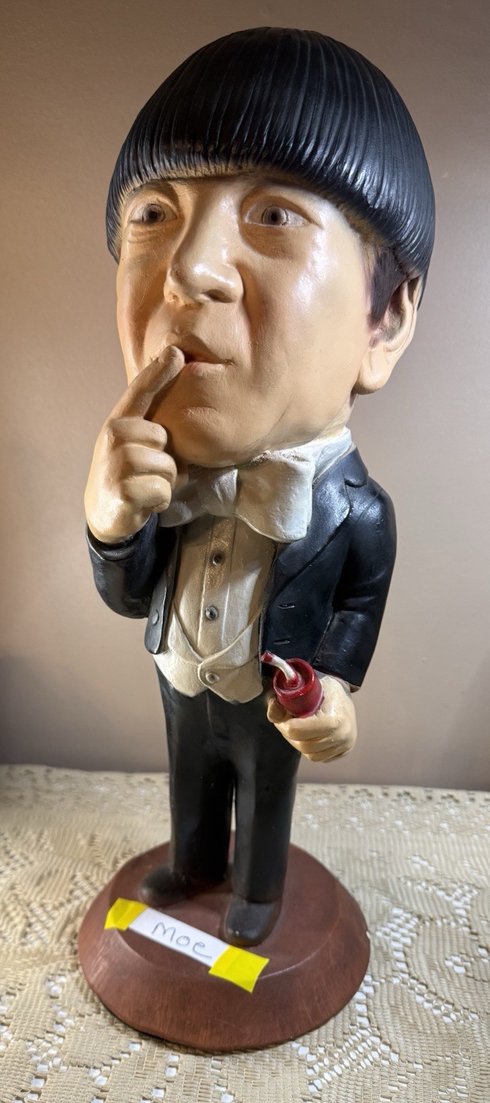 VINTAGE ESCO CHALKWARE 17″ STATUE MOE HOWARD OF THE STOOGES Small Base Chip(WM)